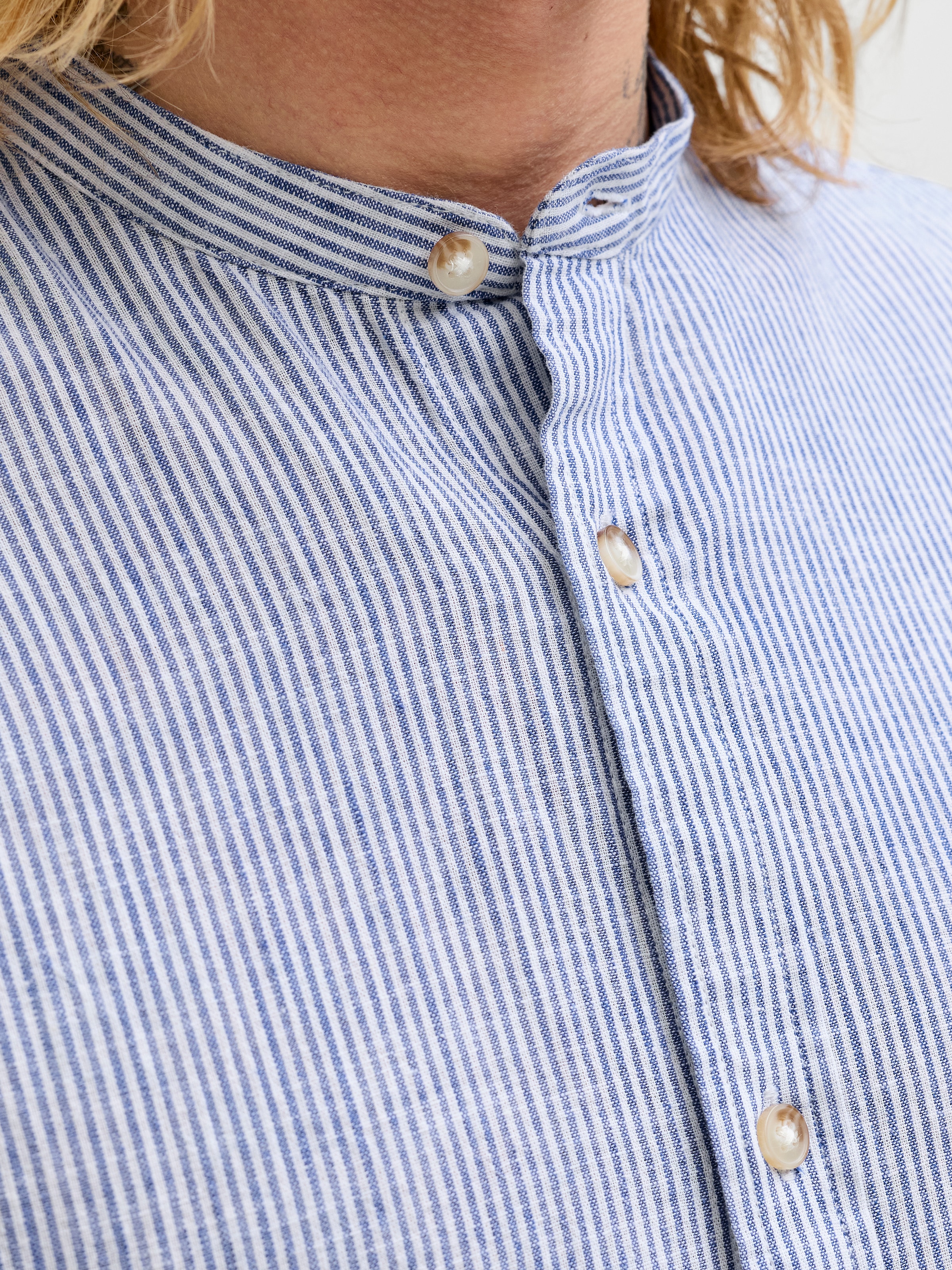 Jack & Jones Langarmhemd »JJESUMMER LINEN BLEND BAND SHIRT L/S SN« Baumwollmischung, regular fit