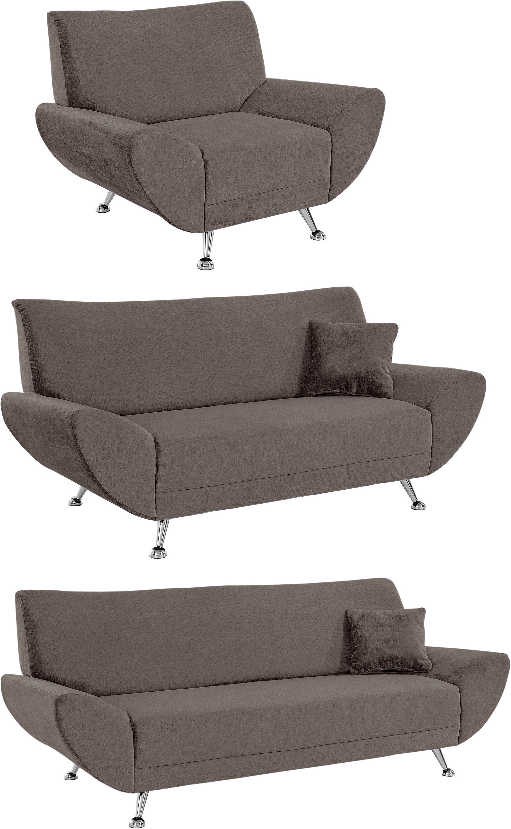 INOSIGN Polstergarnitur »Saltare elegant und komfortabel, toller Fuß als Designelement«, (3 tlg.)