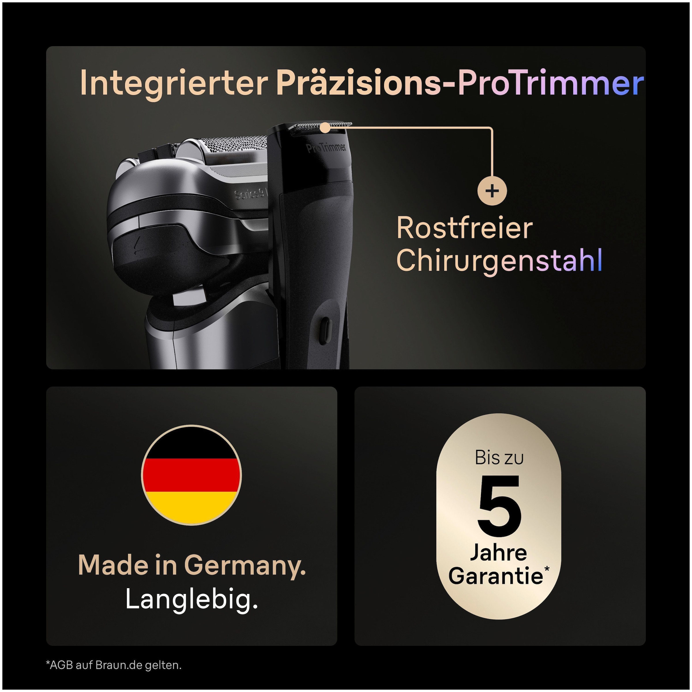Braun Elektrorasierer »Series 9 9667cc«, Smart Care Center, integrierter Präzisionstrimmer, Pro-SensoAdapt, SmartCare Center, 5+1 ultradünne Präzisionsklingen