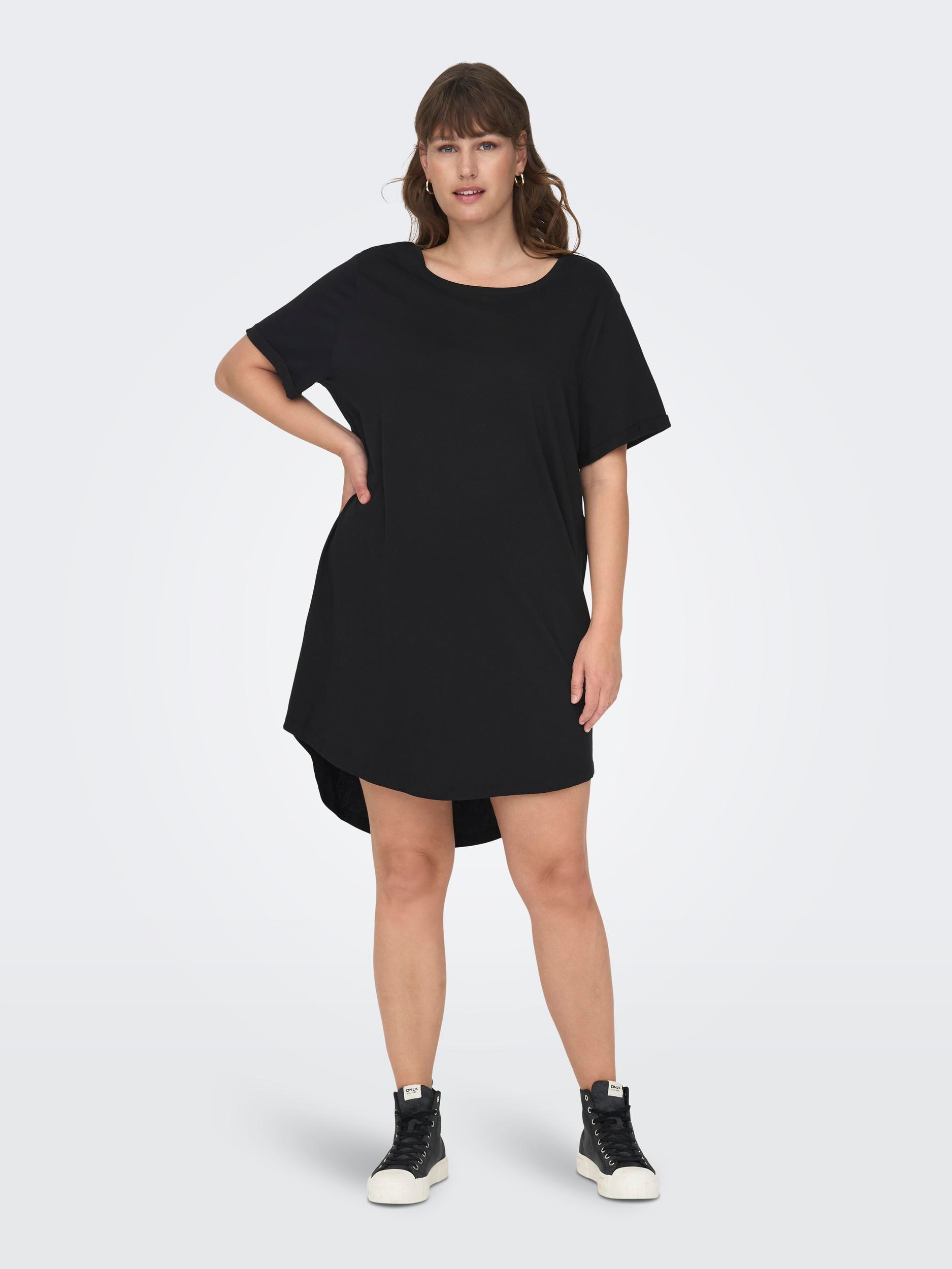 ONLY CARMAKOMA Minikleid »CARMAY LIFE S/S DRESS JRS«, mit überschnittenen Schultern und abgerundetem Saum
