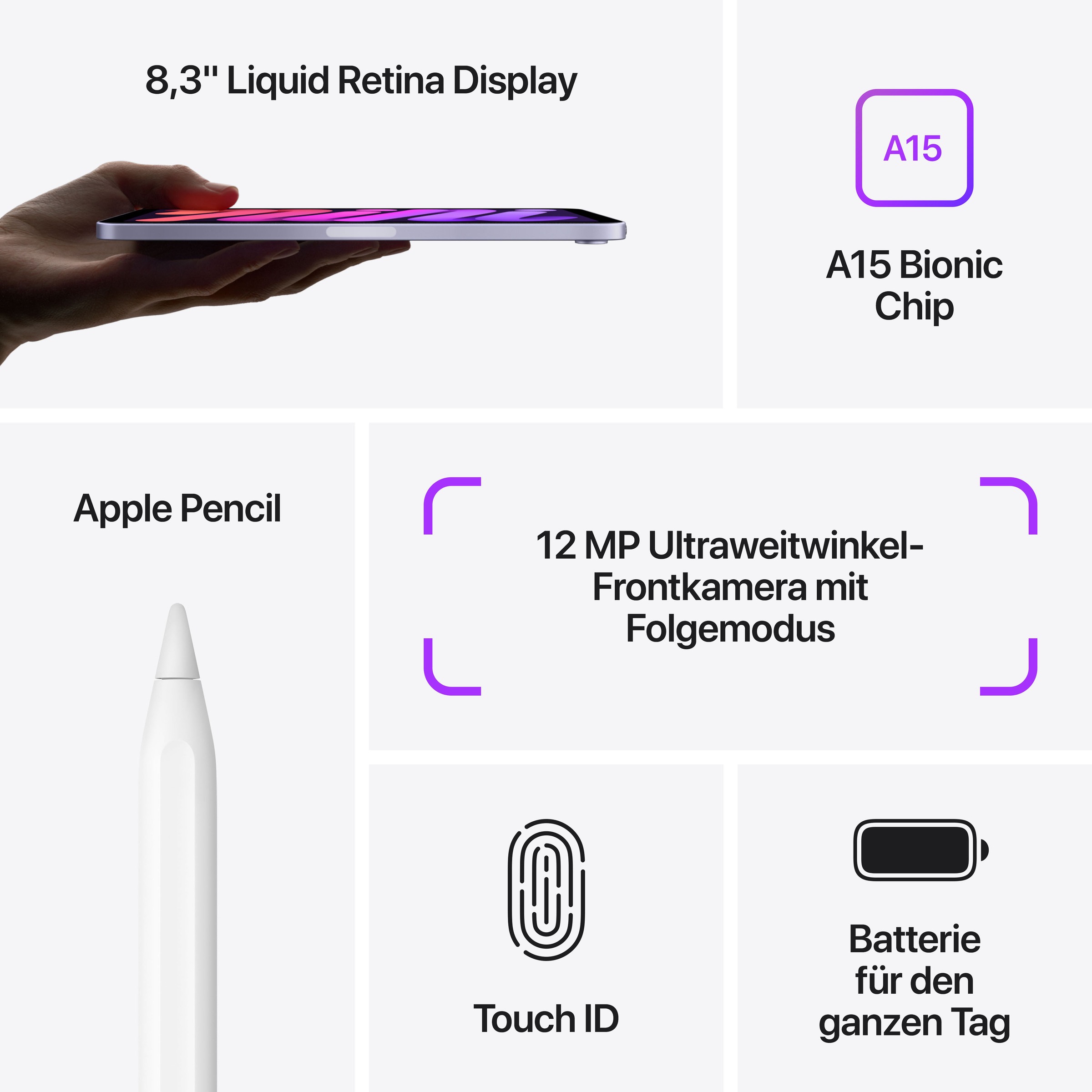 Apple Tablet »iPad mini Wi-Fi (2021)«, (21,08 cm / 8,3 Zoll), iPadOS,)