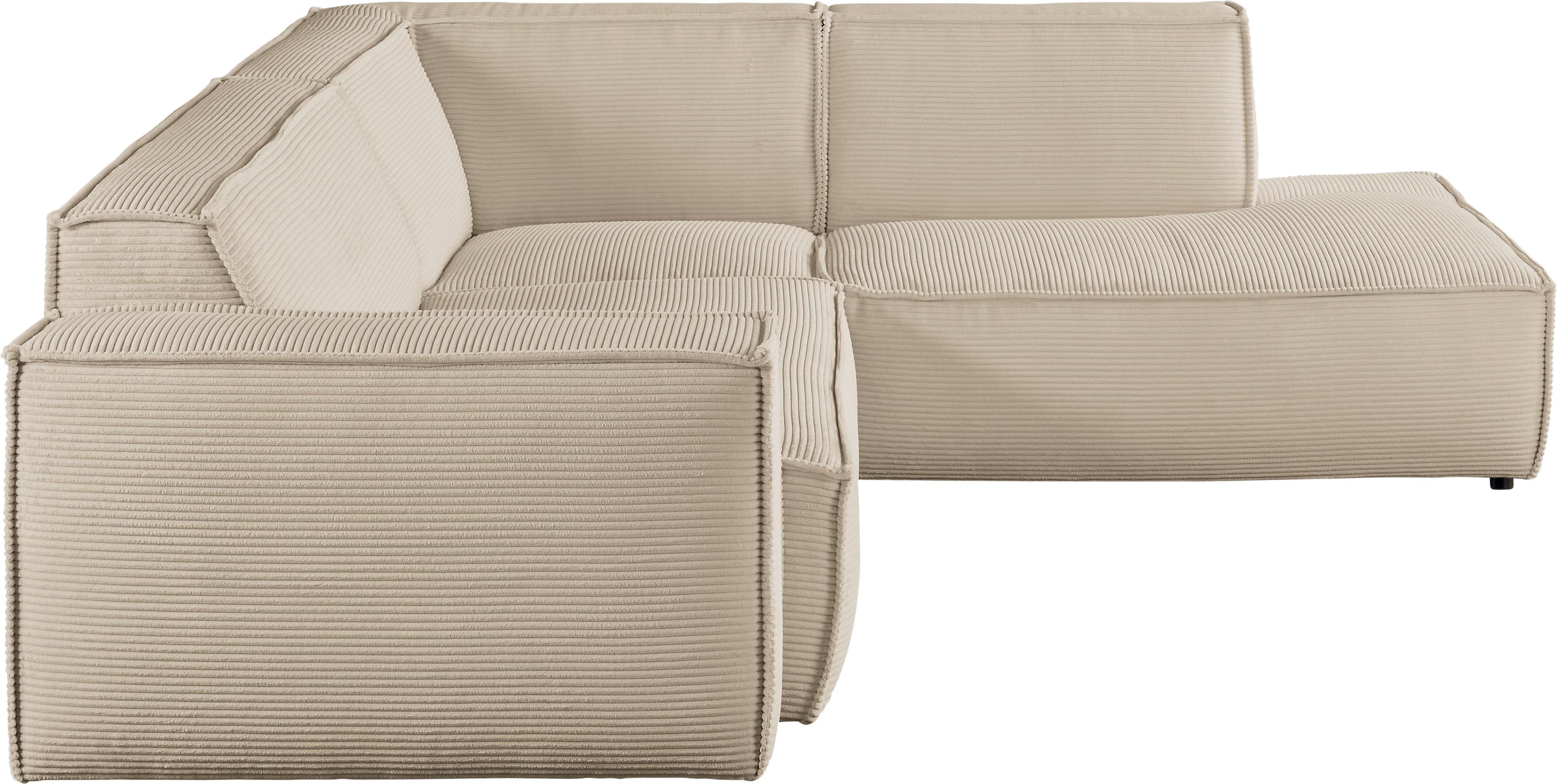 3C Candy Ecksofa »Matteo in elegant, kubischer Formensprache, bequem, L-Form«, mit auffälliger Kedernaht, Cord-Bezug, Lounge-Charakter