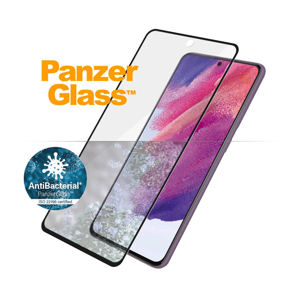CARE by PanzerGlass Displayschutzglas »AntiBacterial Screen Protection«, für Samsung Galaxy S21 FE, Displayschutzfolie, Schutzfolie, Bildschirmschutz, kratz- & stoßfest