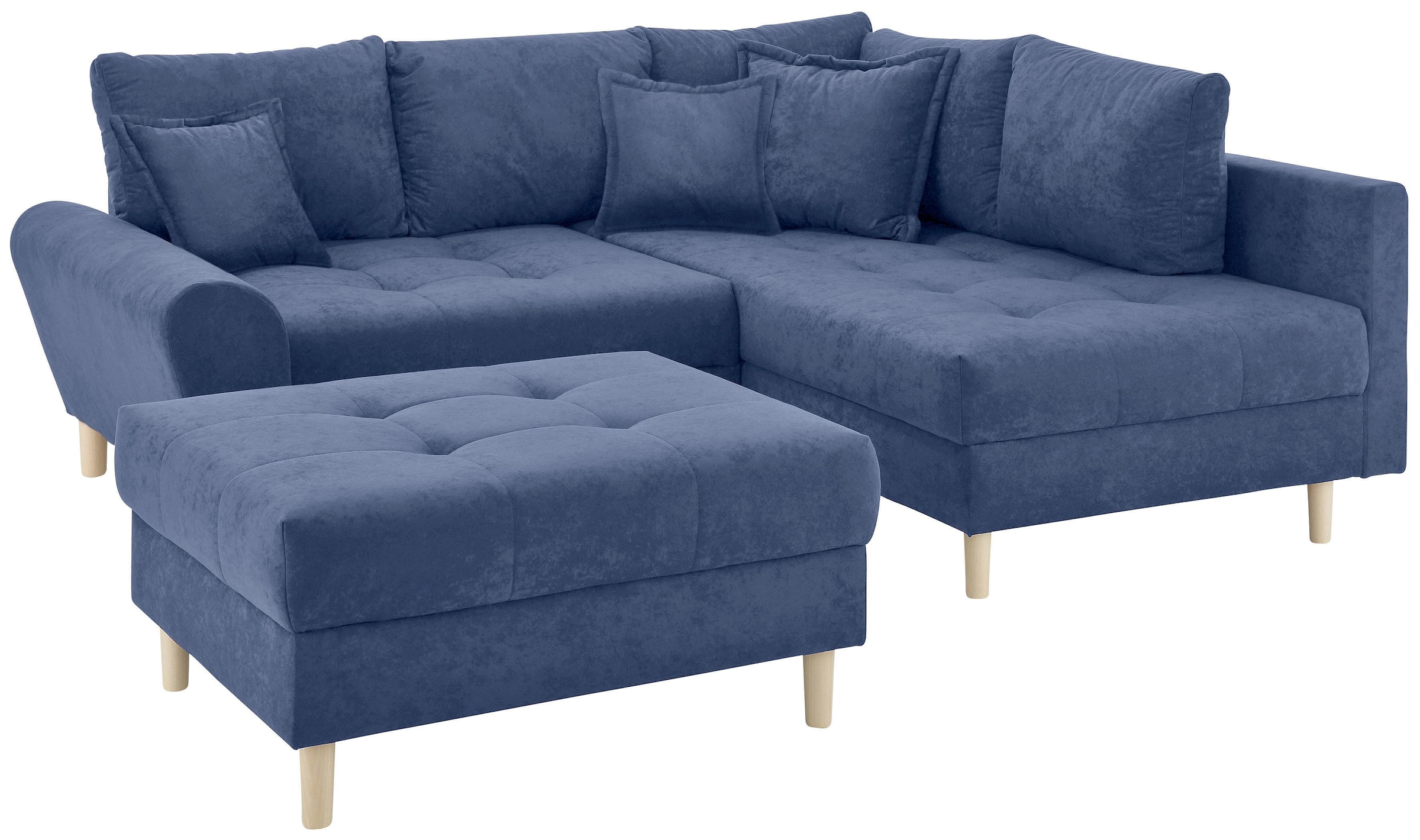 Home affaire Ecksofa »Rice L-Form, B: 223 cm«, (Set, mit Hocker), Set: Sofa & Hocker, mit 3 Zierkissen, Federkern