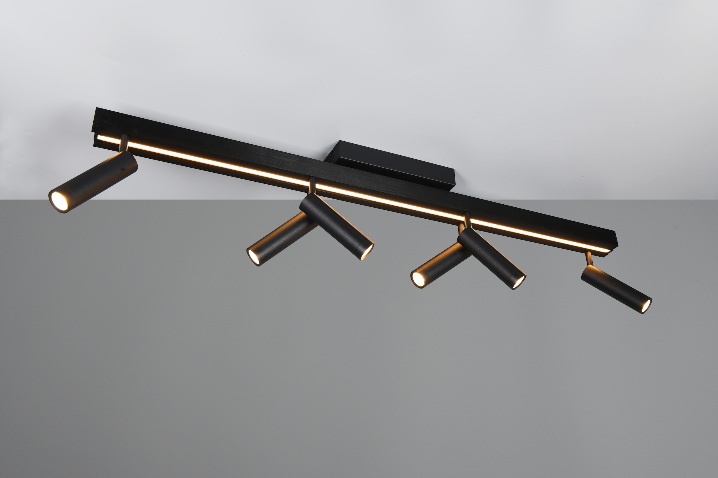 TRIO Leuchten LED Deckenleuchte »ZENO ausziehbare LED Deckenlampe mit 6 verstellbaren Spots dimmbar CCT« LED-Board 1 Stk. warmweiß - kaltweiß getrennt schaltbare Spots, Lichtfarbe einstellbar inkl Fernbedienung