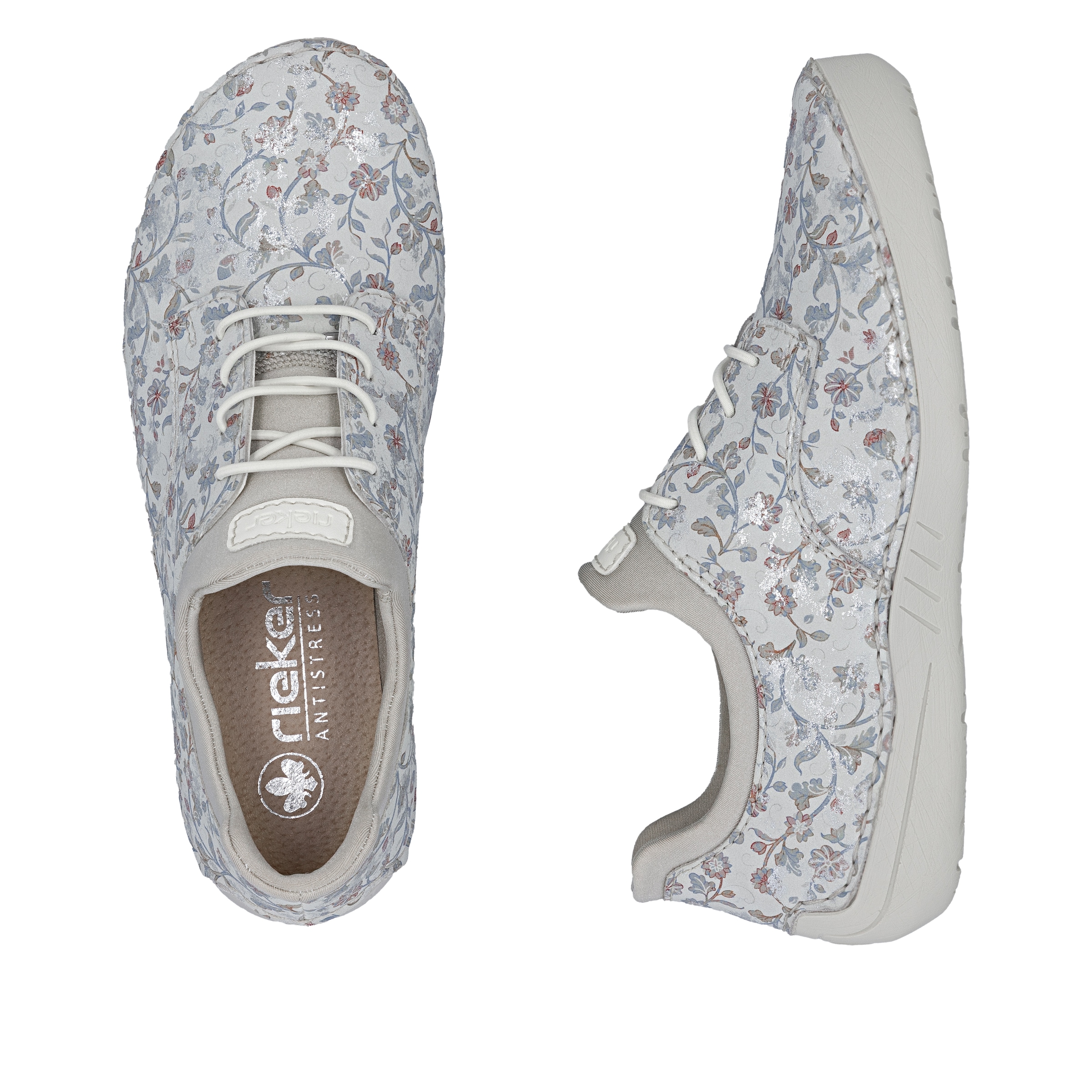 Rieker Slip-On Sneaker  Slipper, Halbschuh, Freizeitschuh mit floraler Musterung