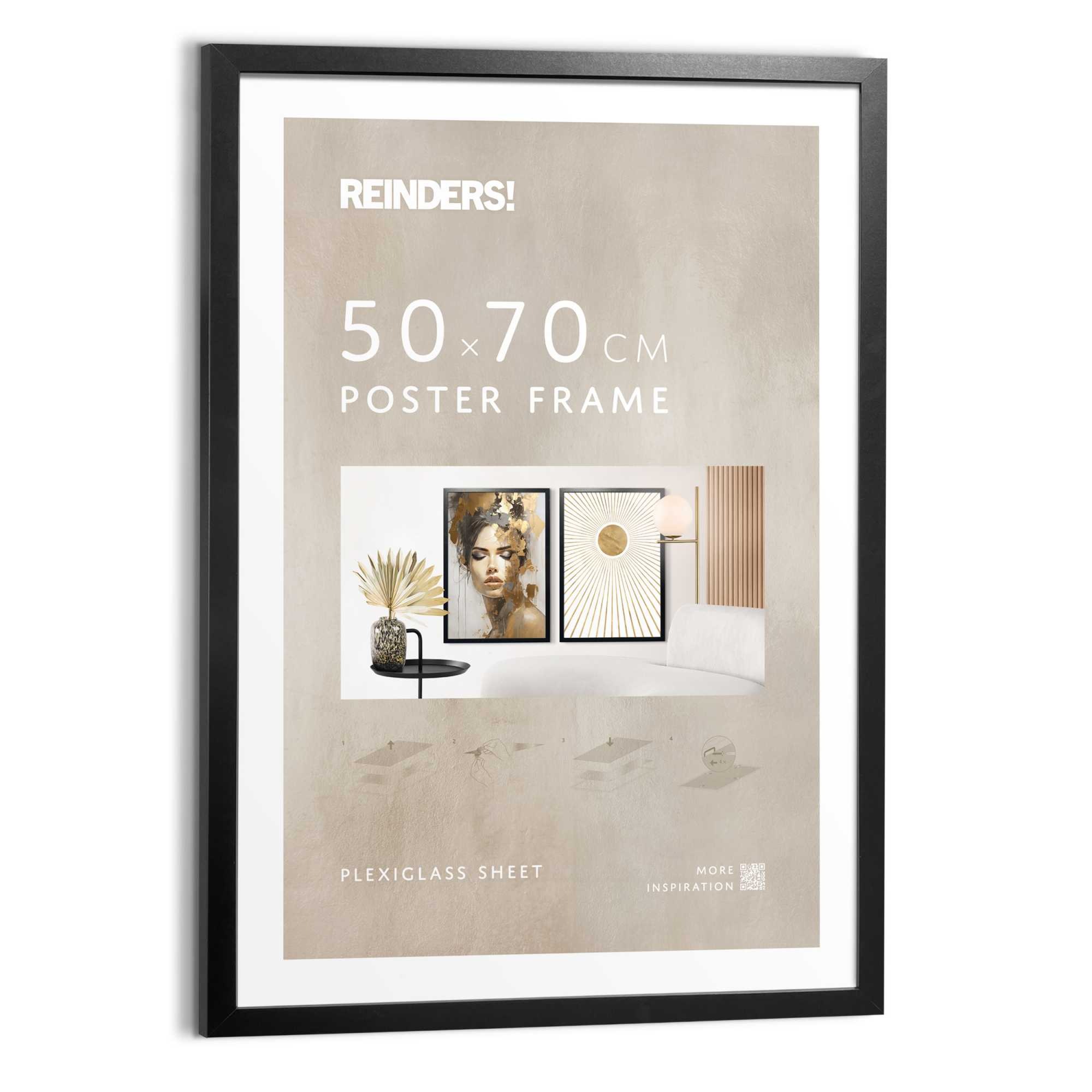 Reinders! Bilderrahmen »Poster 50x70 schwarz« 1 Stk. tlg. Wohnzimmer - Schwarz - MDF - Kein Thema - 53,5x73,5 cm