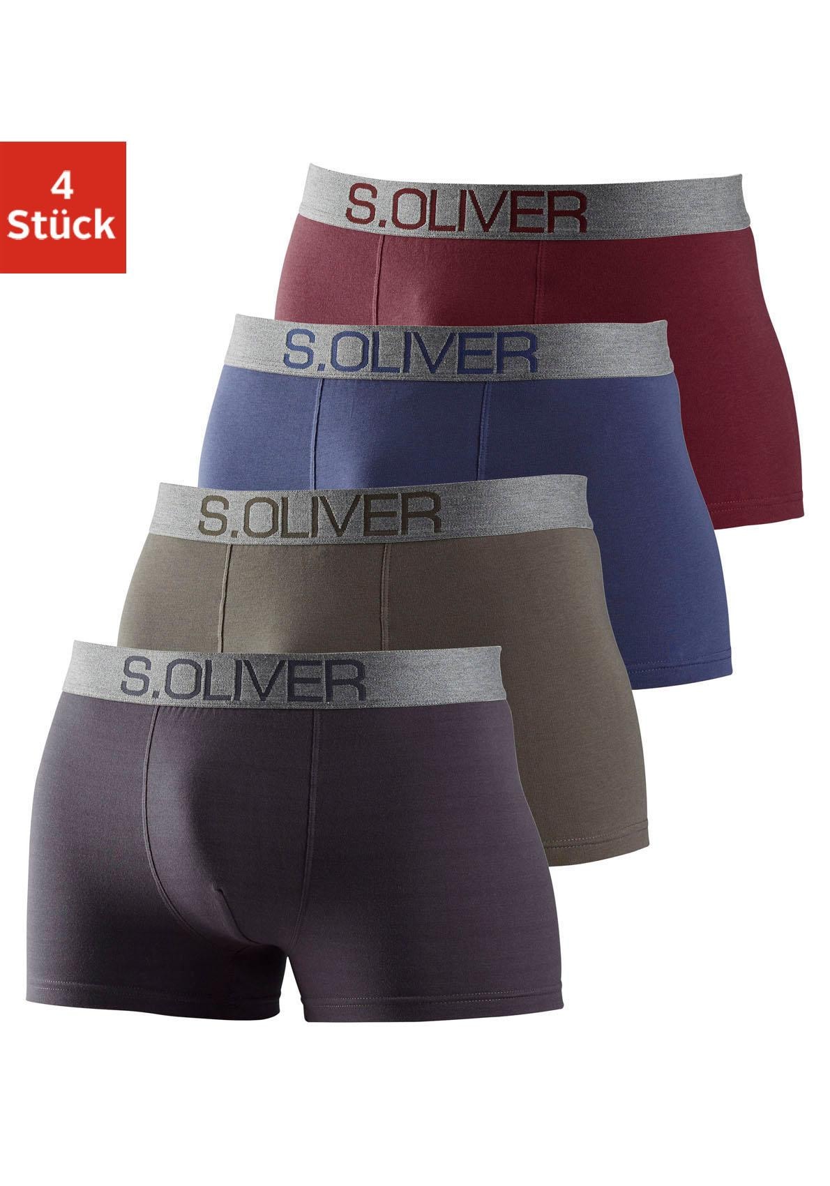 s.Oliver Boxer »Boxershorts für Herren«, (Packung, 4 St.), mit kontrastfarbenem Webbund