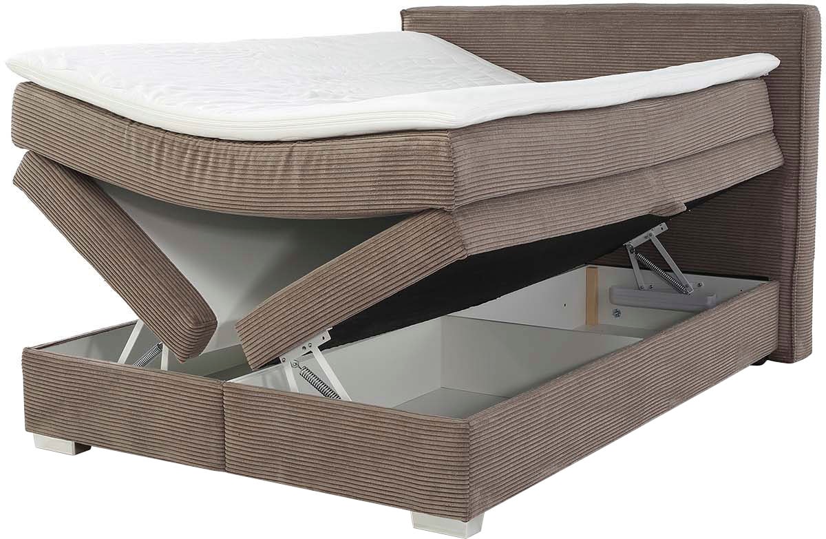 Jockenhöfer Gruppe Boxspringbett »Arabella, 2x 70er Boxen mit Stauraum« Wende-Bonell-Federkern-Matratze (H2/H3), inkl. Topper