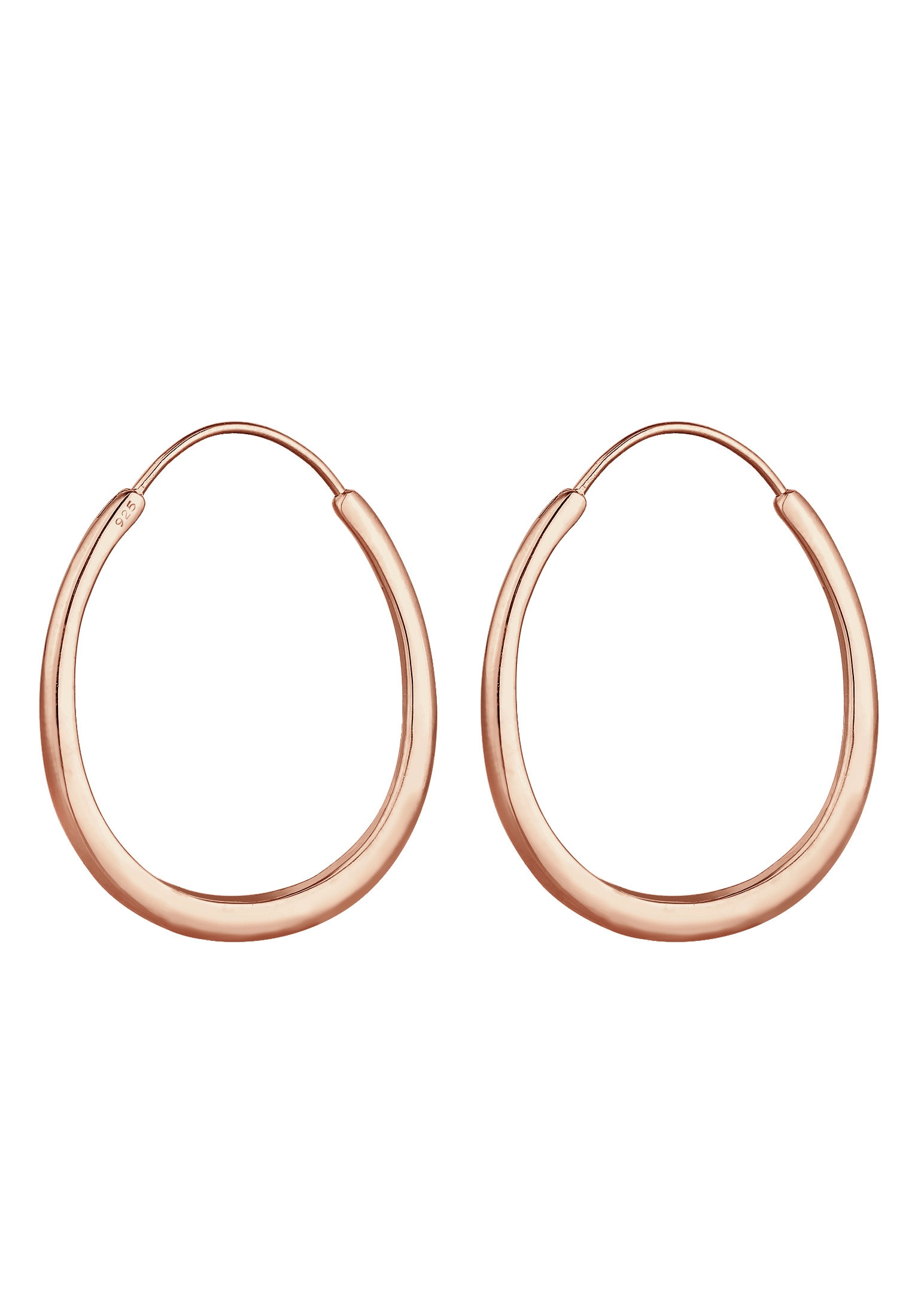 Elli Paar Creolen »Ohrringe Creolen Hänger Oval Geo Basic Trend Big 925 Silber«