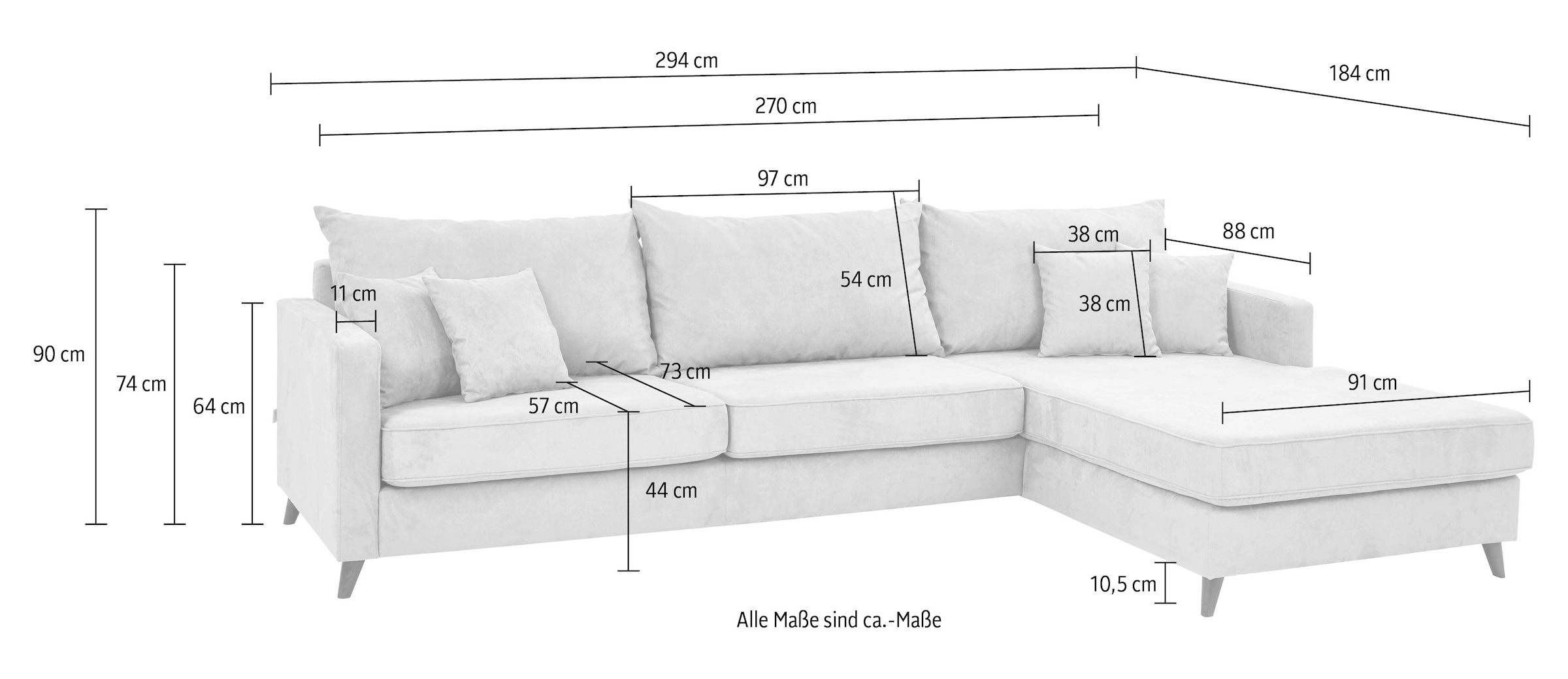 Guido Maria Kretschmer Home&Living Ecksofa »Renesse L-Form«, lose Kissen, Keder an Sitzkissen