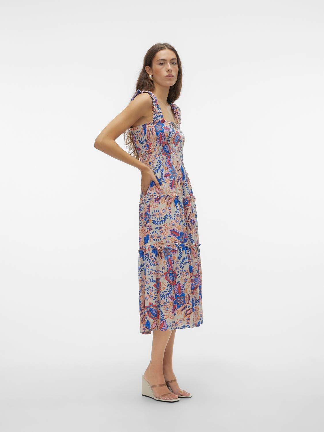 Vero Moda Sommerkleid »VMMENNY SL SMOCK CALF DRESS WVN GA«