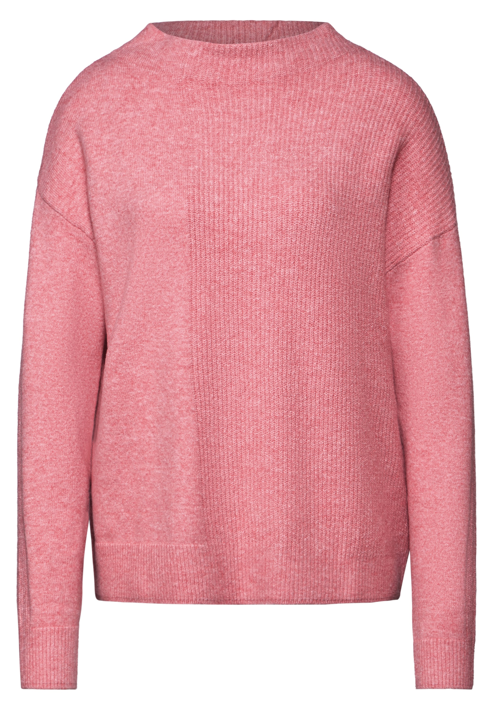 STREET ONE Rundhalspullover mit dekorativen Rippstrickelementen