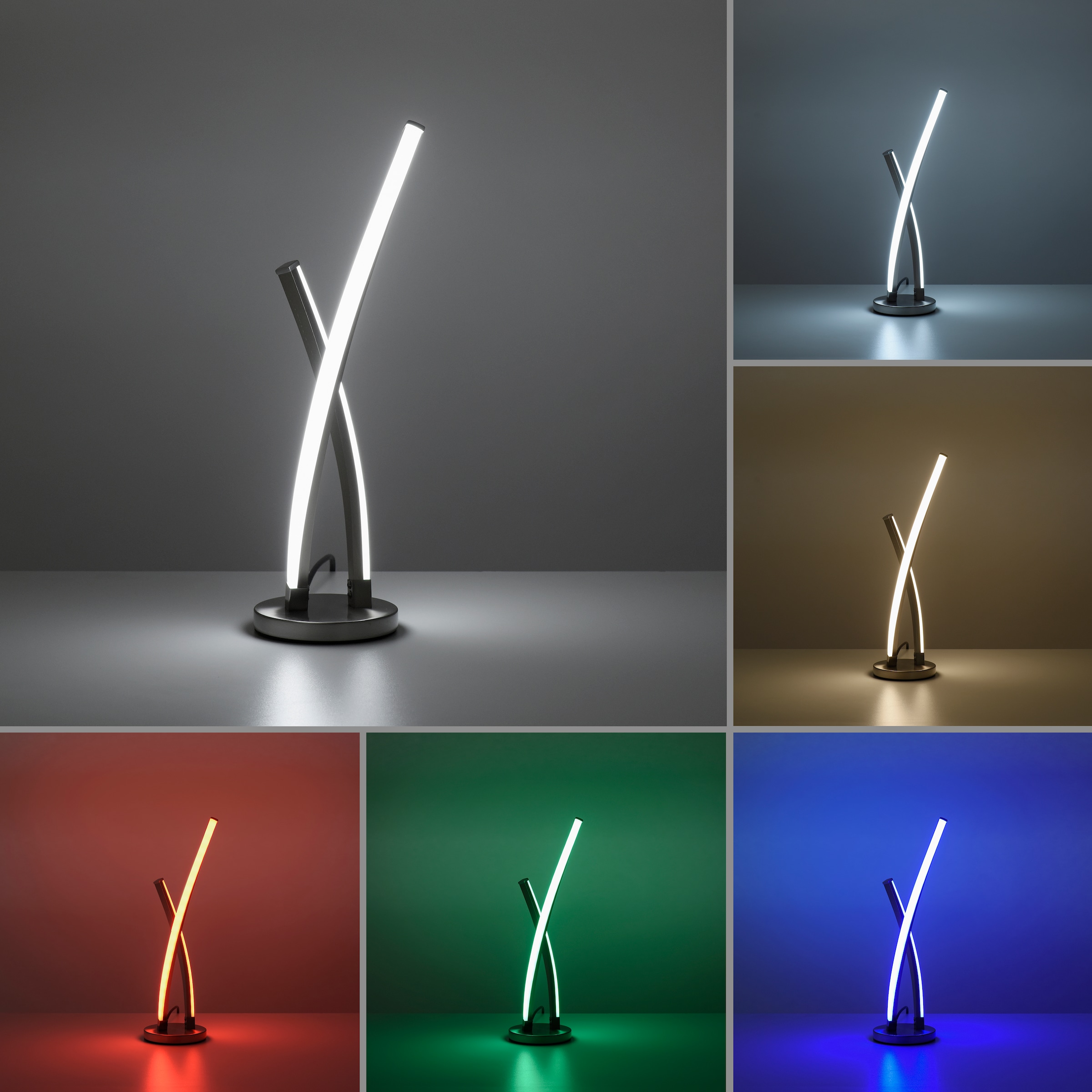 Leuchten Direkt »Ls-SWING«, XXL white, online 2 Smarthome RGB+tunable fähig inkl., Fernbedienung, mit | Infrarot Jahren Garantie flammig-flammig, Tischleuchte 3 kaufen