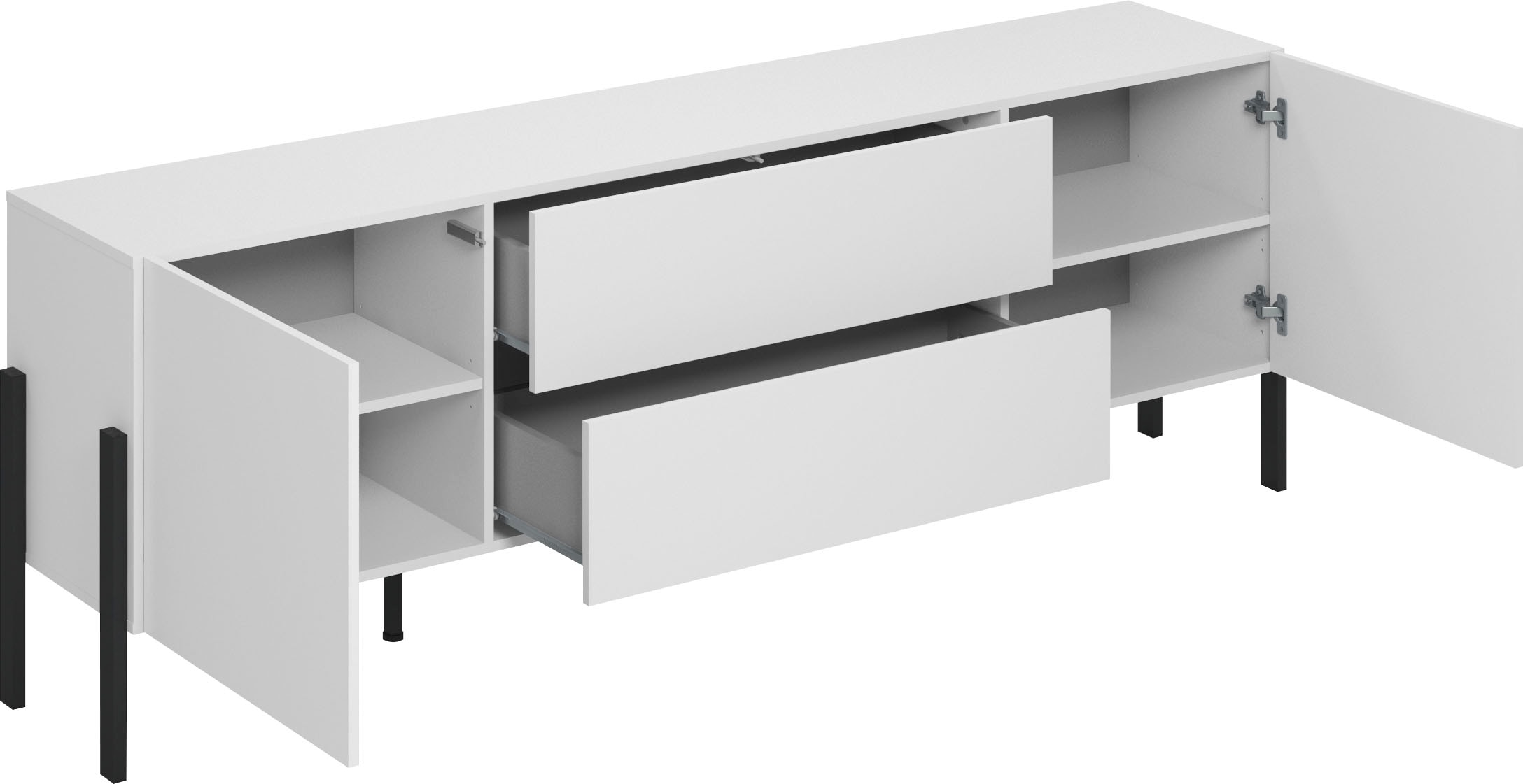 INOSIGN Lowboard »Jukon,Breite 200 cm, moderne grifflose TV-Kommode,2 Türen/2 Schubladen«, TV-Schrank mit viel Stauraum, TV-Board, push-to-open-Funktion