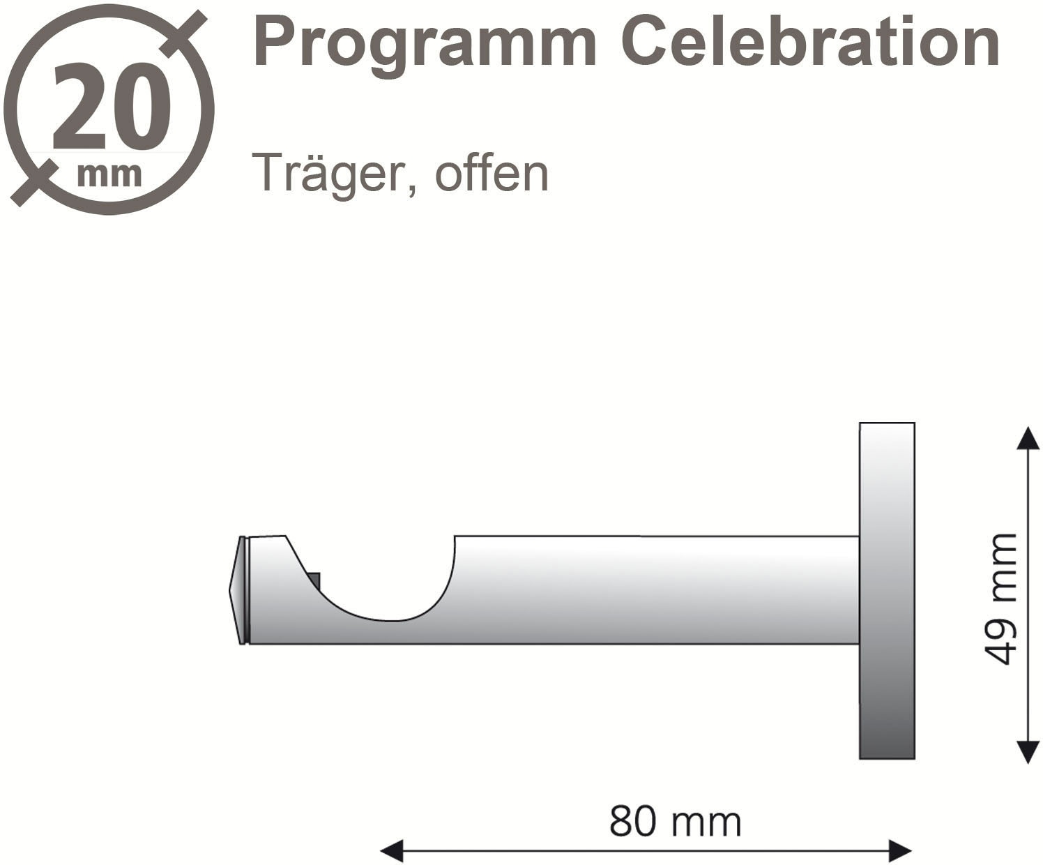 Liedeco Gardinenstangenhalter »Auflageträger, Träger 1-läufig für 20 mm  Stangen 