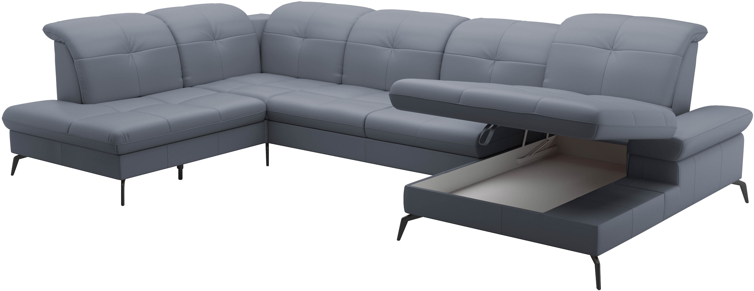 sit&more Wohnlandschaft »Amica, U-Form, inkl. Sitztiefenverstellung und Armteilverstellung«, wahlweise mit Kopfteilverstellung, Bettfunktion und Bettkasten