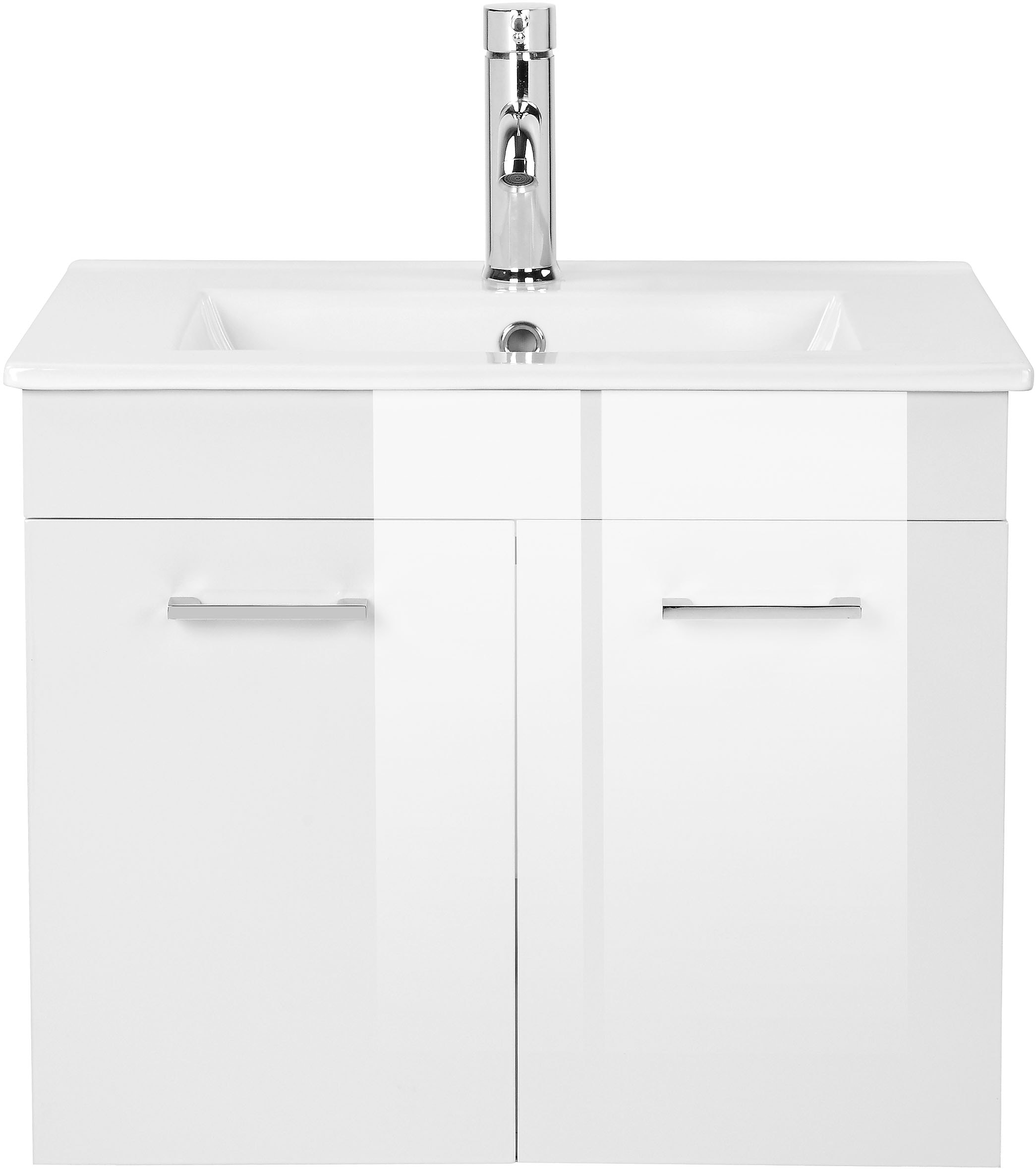 welltime Waschtisch »Florenz, Breite 60cm, 2 Tür, 2 Fächer, MDF-Front«, Waschplatz mit 2 Türen,in verschiedenen Farben erhältlich, Badmöbel