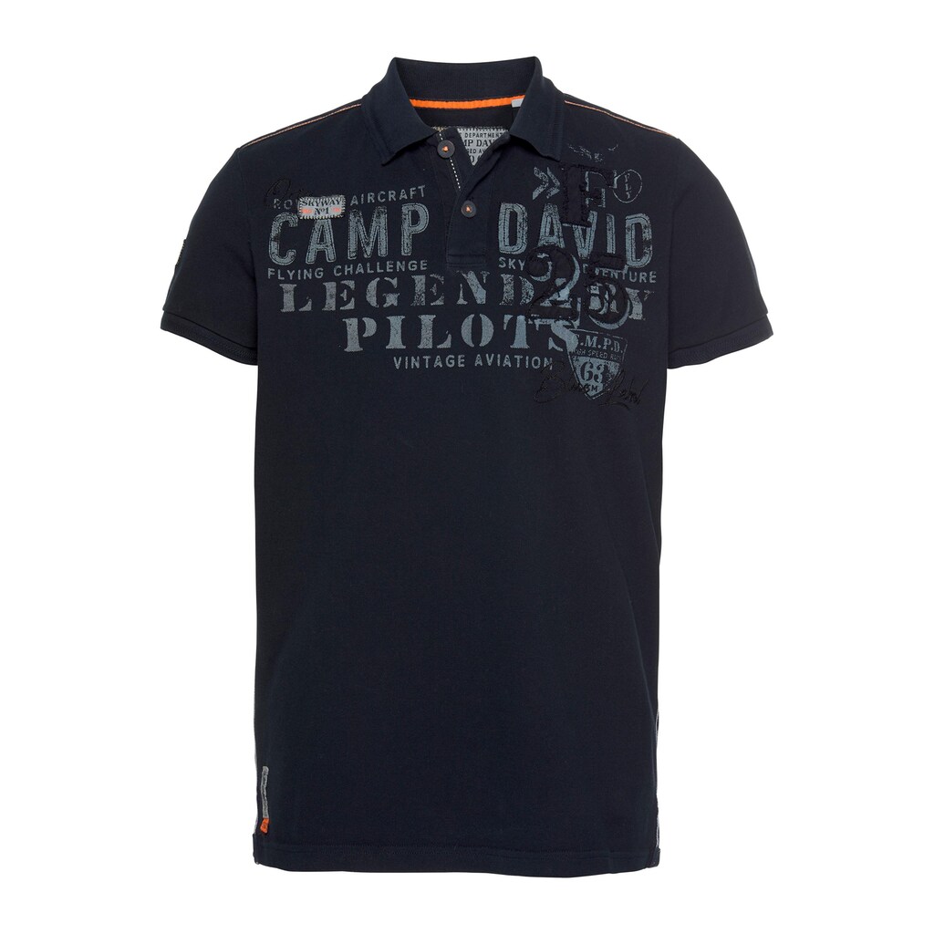 CAMP DAVID Poloshirt, mit großem Frontdruck