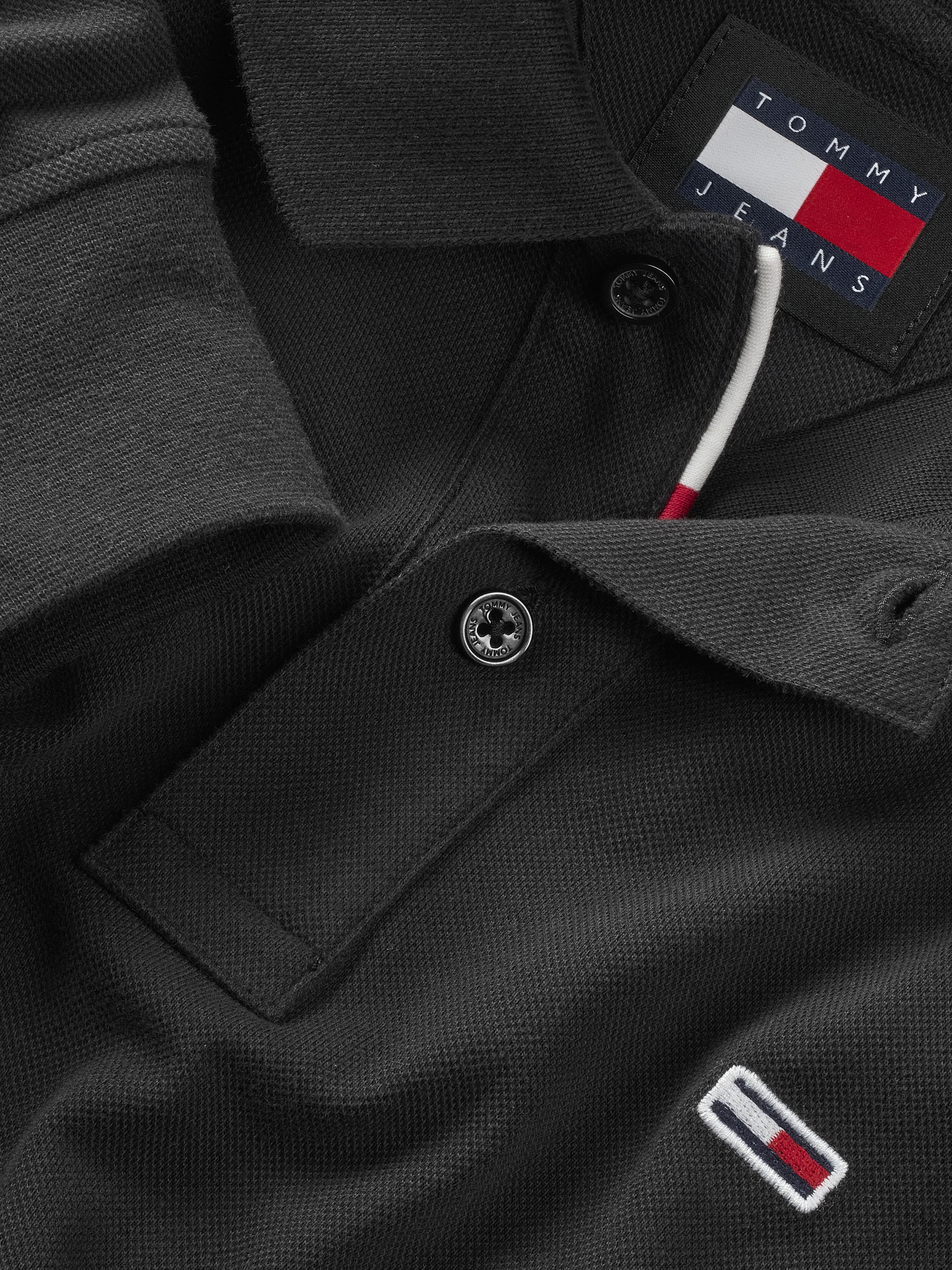 Tommy Jeans Plus Langarm-Poloshirt »TJM SLIM PLACKET POLO LS EXT«, in Großen Größen, Logostickerei