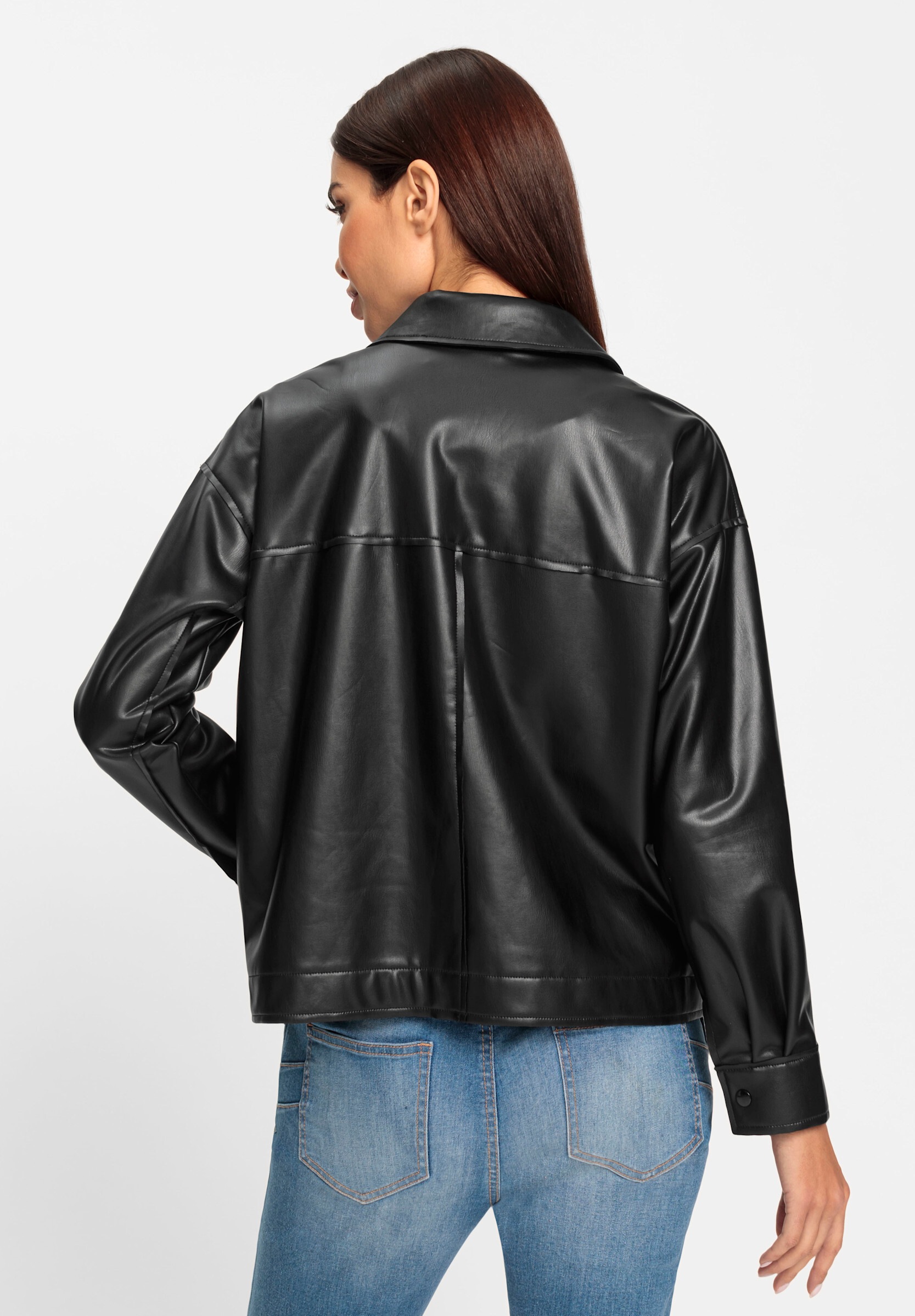 heine Blusenblazer »Blusenjacke Blusenjacke aus Leder-Imitat«