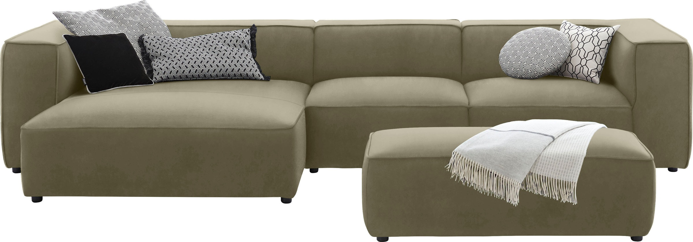 W.SCHILLIG Ecksofa »around-the-block«, mit eleganter Biese, mit Federkern, Breite 341 cm