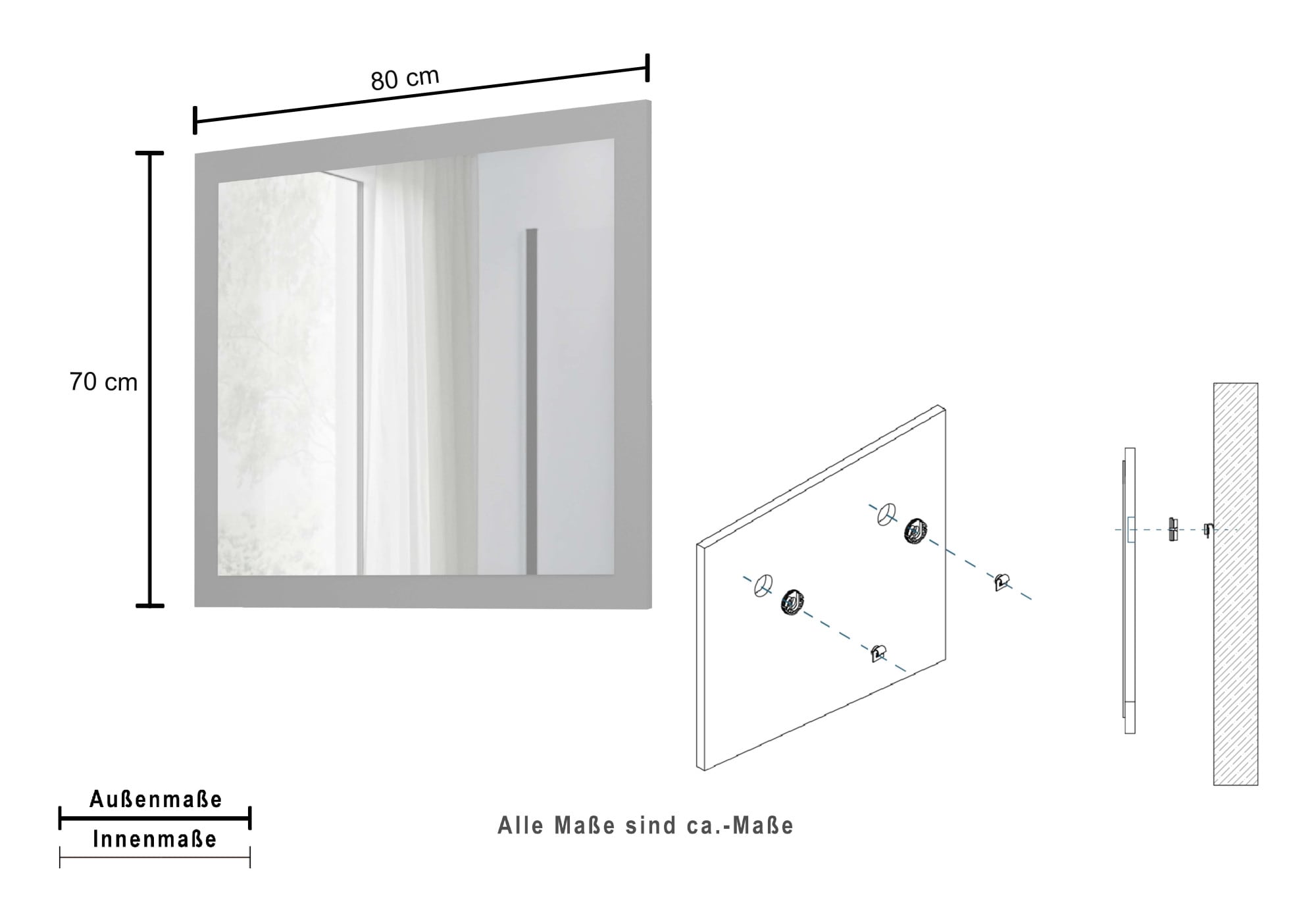 welltime Badspiegel »Garda, Waschbeckenunterschrank,Breite 80 cm,Waschtisch« Breite 80 cm- Passend zur Serie Garda