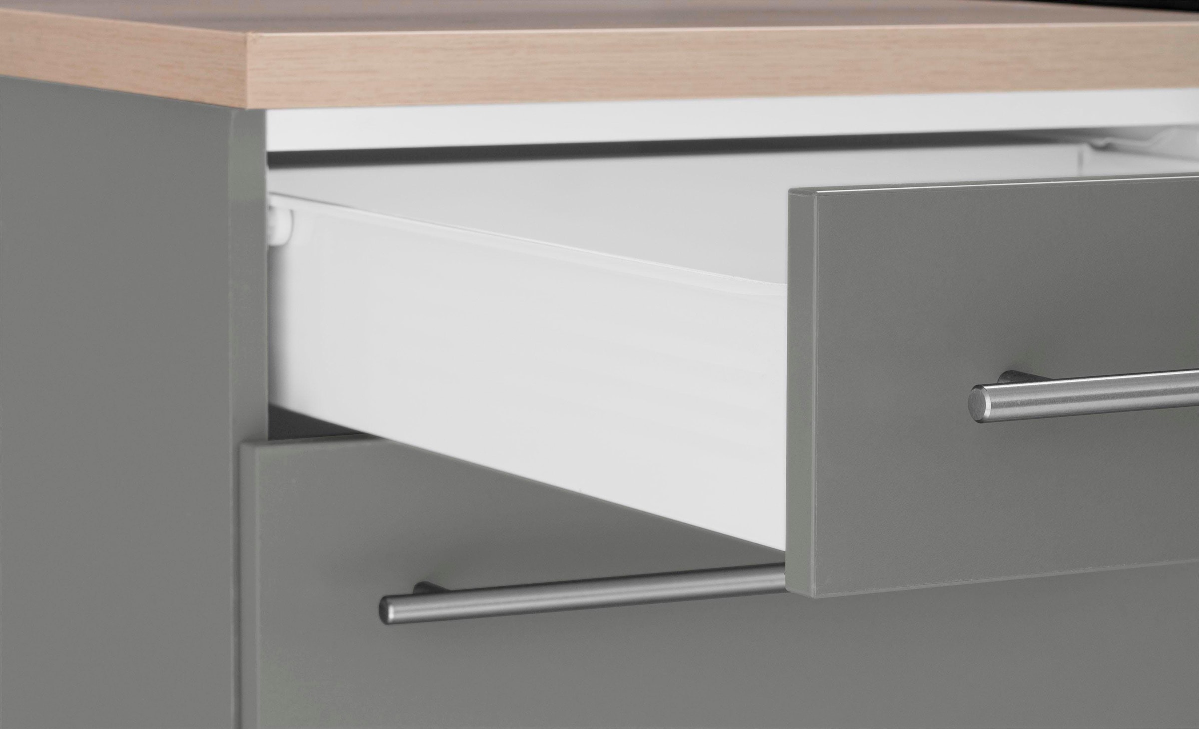 OPTIFIT Winkelküche »Bern mit Hanseatic-E-Geräten«, Stellbreite 285x175 cm, mit Induktionskochfeld, Soft-Close