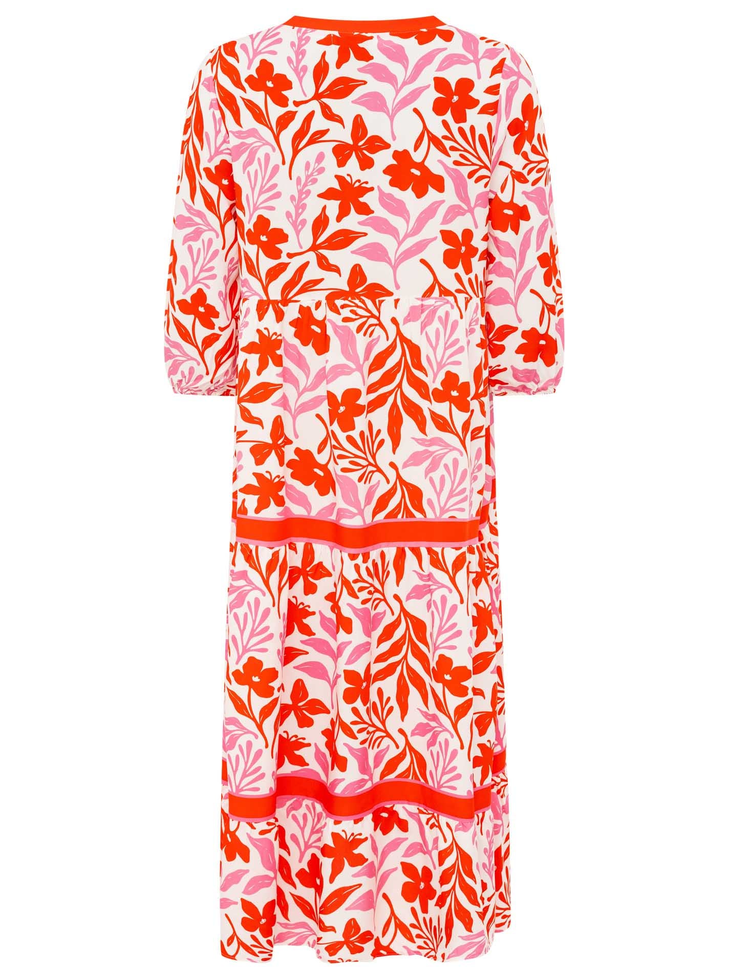 Zwillingsherz Maxikleid »"Flower"« Ohne Taschen Florales Muster, Schriftzug, 3/4 Arm, Knopfleiste