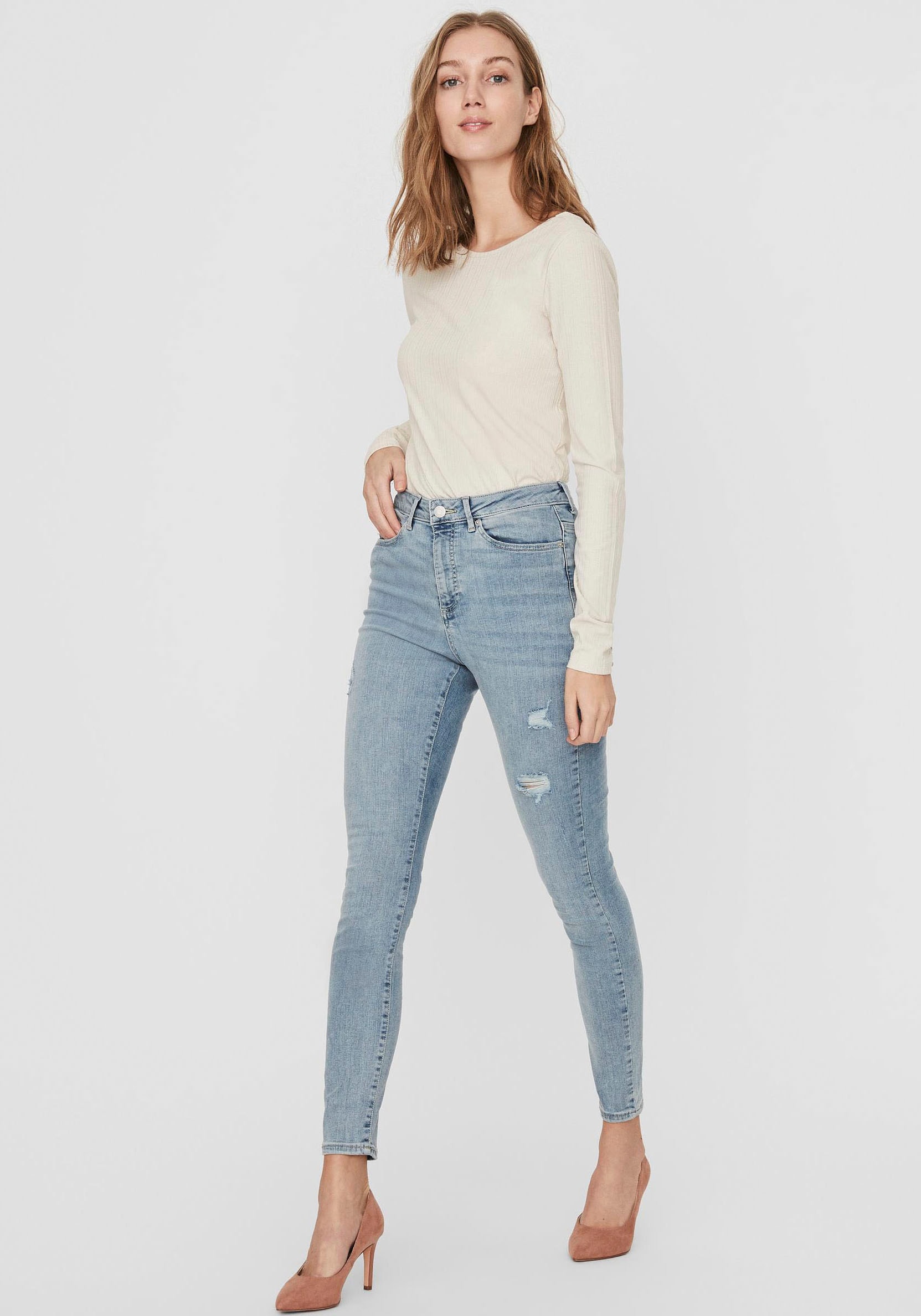 Vero Moda Skinny-fit-Jeans »VMSOPHIA HR SKINNY DESTR J AM314 NOOS«, mit Destroyed Effekt