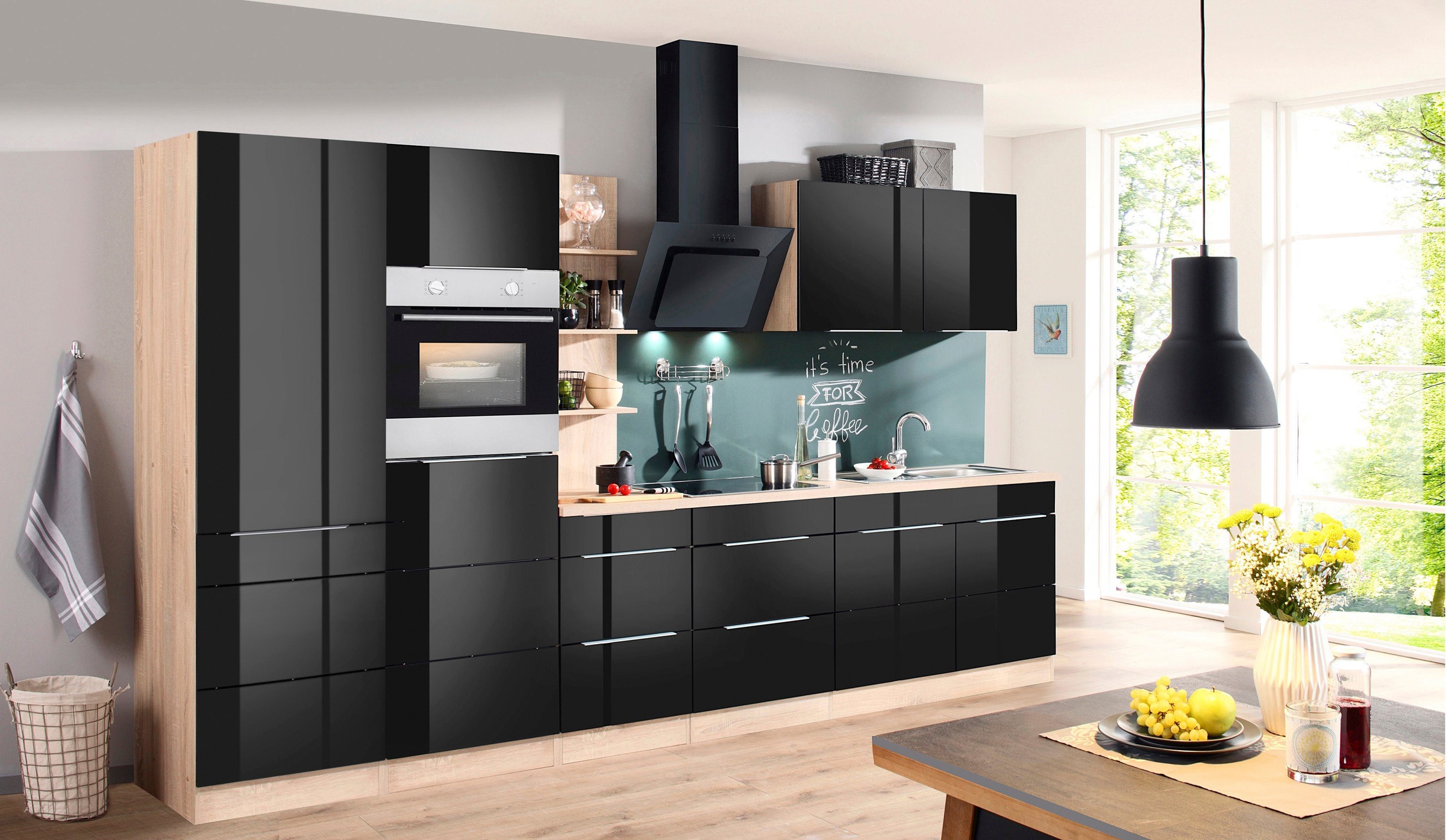 KOCHSTATION Küchenzeile »KS-Brindisi Breite 330 cm«, wahlweise mit E-Geräten und Induktion, mit MDF-Fronten und Regal