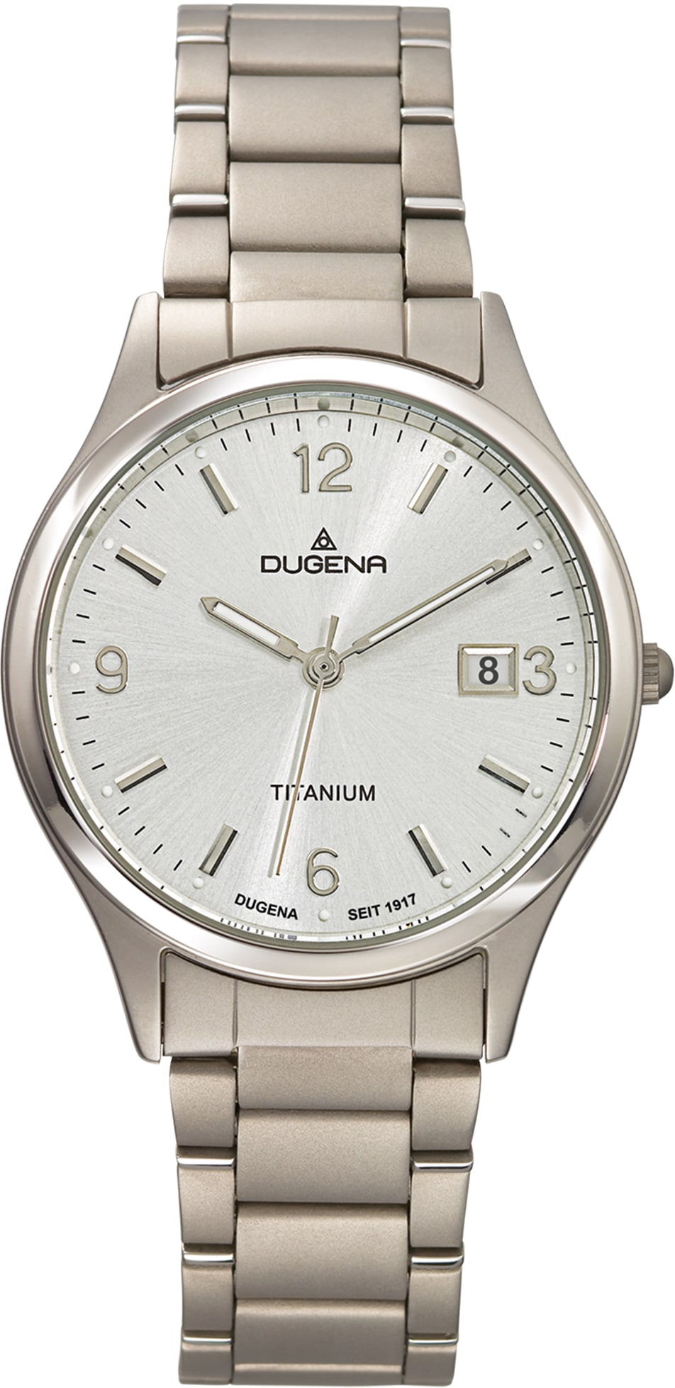 Dugena Quarzuhr »Semper, 4460329«, Armbanduhr, Herrenuhr, Datum, Leuchtzeiger, Titan