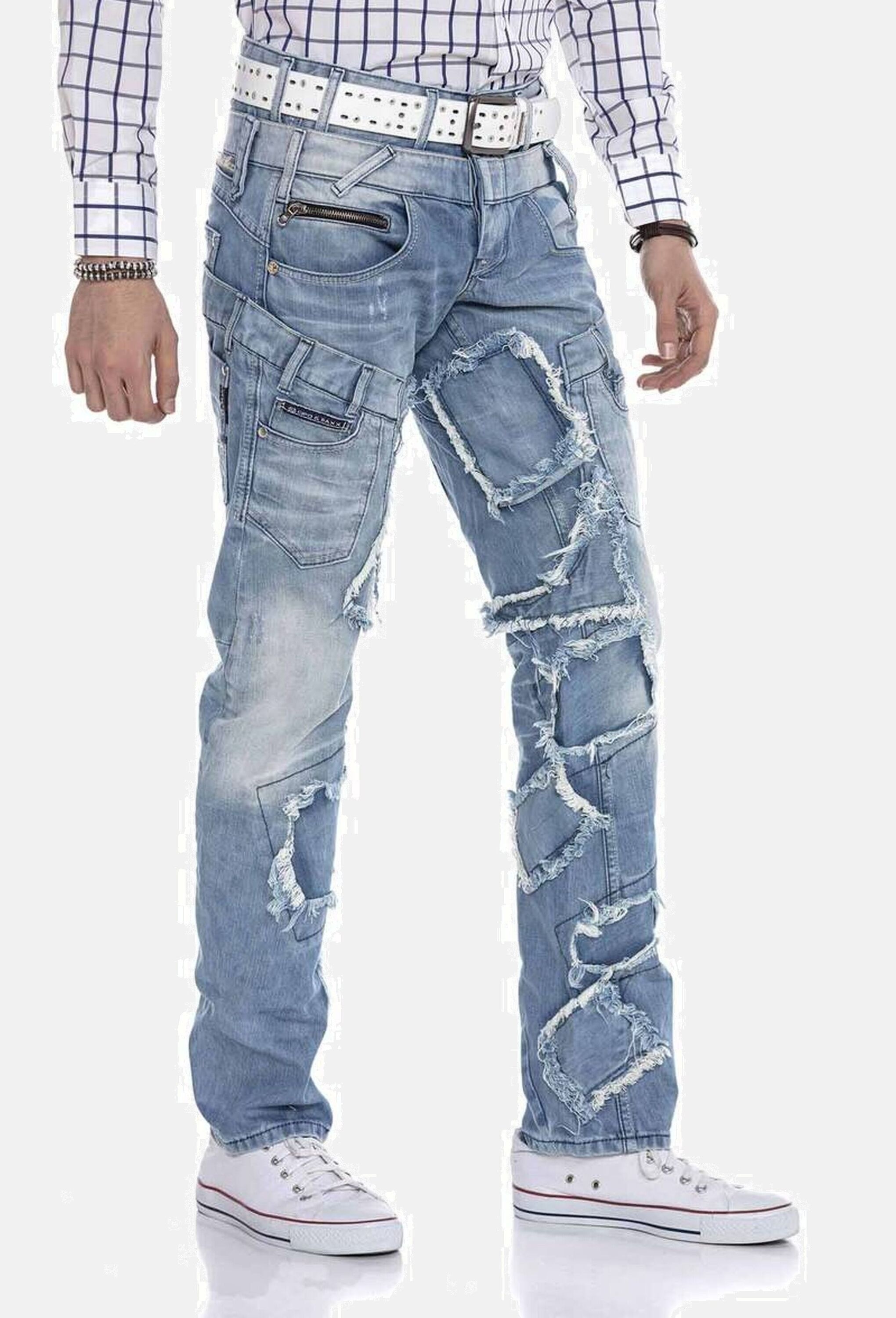 Cipo & Baxx Straight-Jeans »Cipo & Baxx Jeans DENIM« bequeme Jeans im trendigen Patchwork-Design, CD617