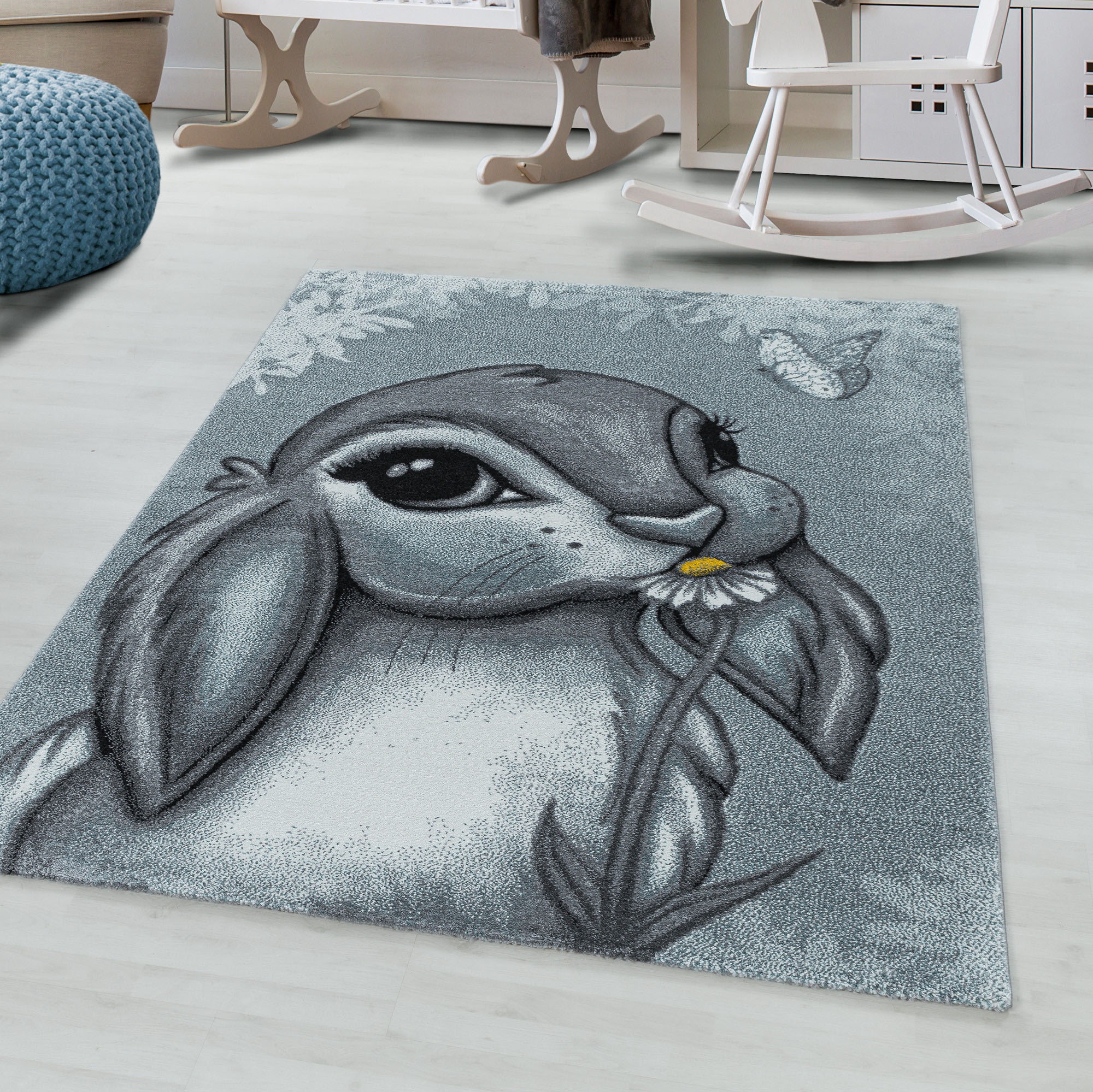 Ayyildiz Teppiche Kinderteppich »FUNNY 2103«, rechteckig, 11 mm Höhe, Kinder Hase Motivteppich