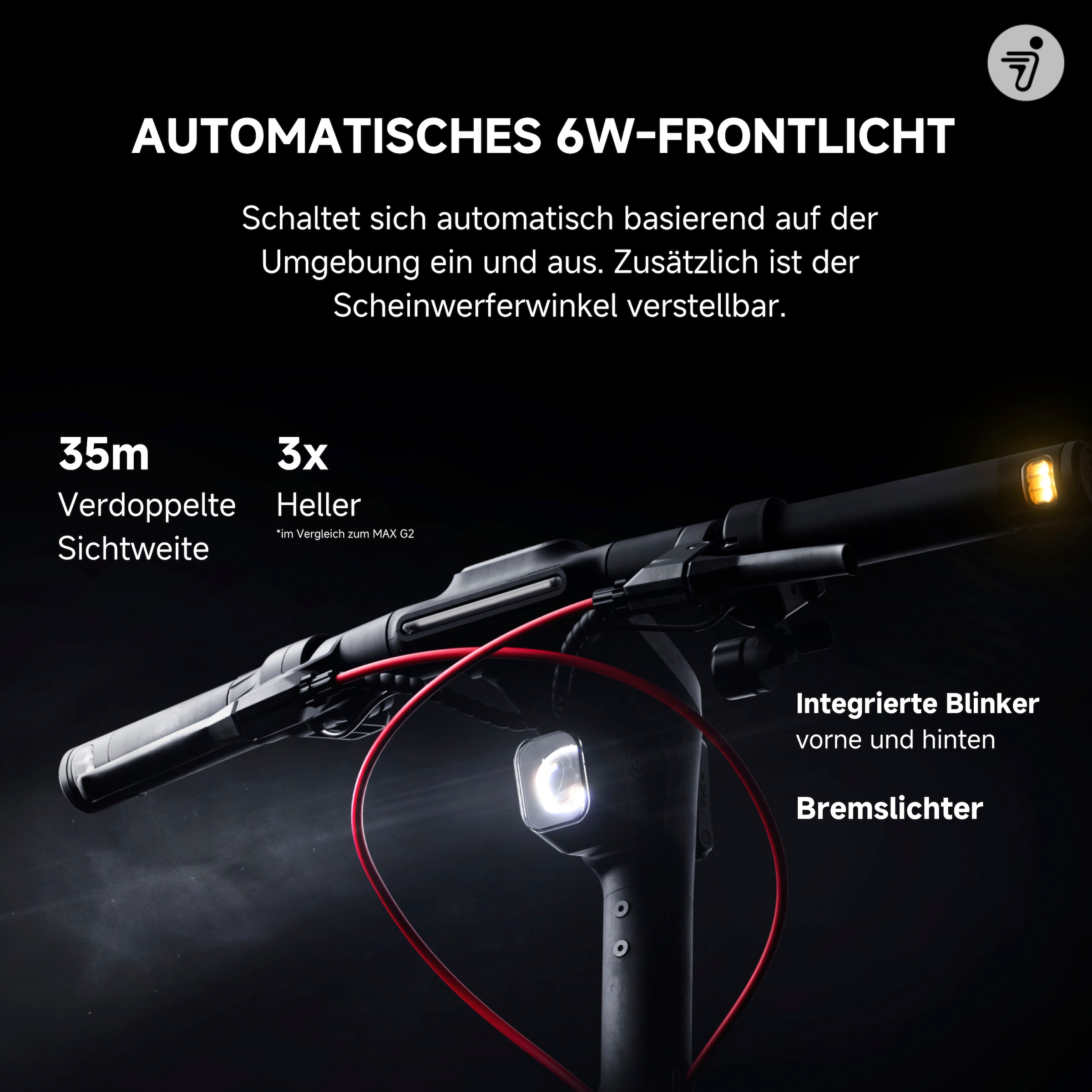 ninebot by Segway E-Scooter »MAX G3 D«, mit Straßenzulassung, 80 km Eco Modus Reichweite, Ladezeit 3,5h