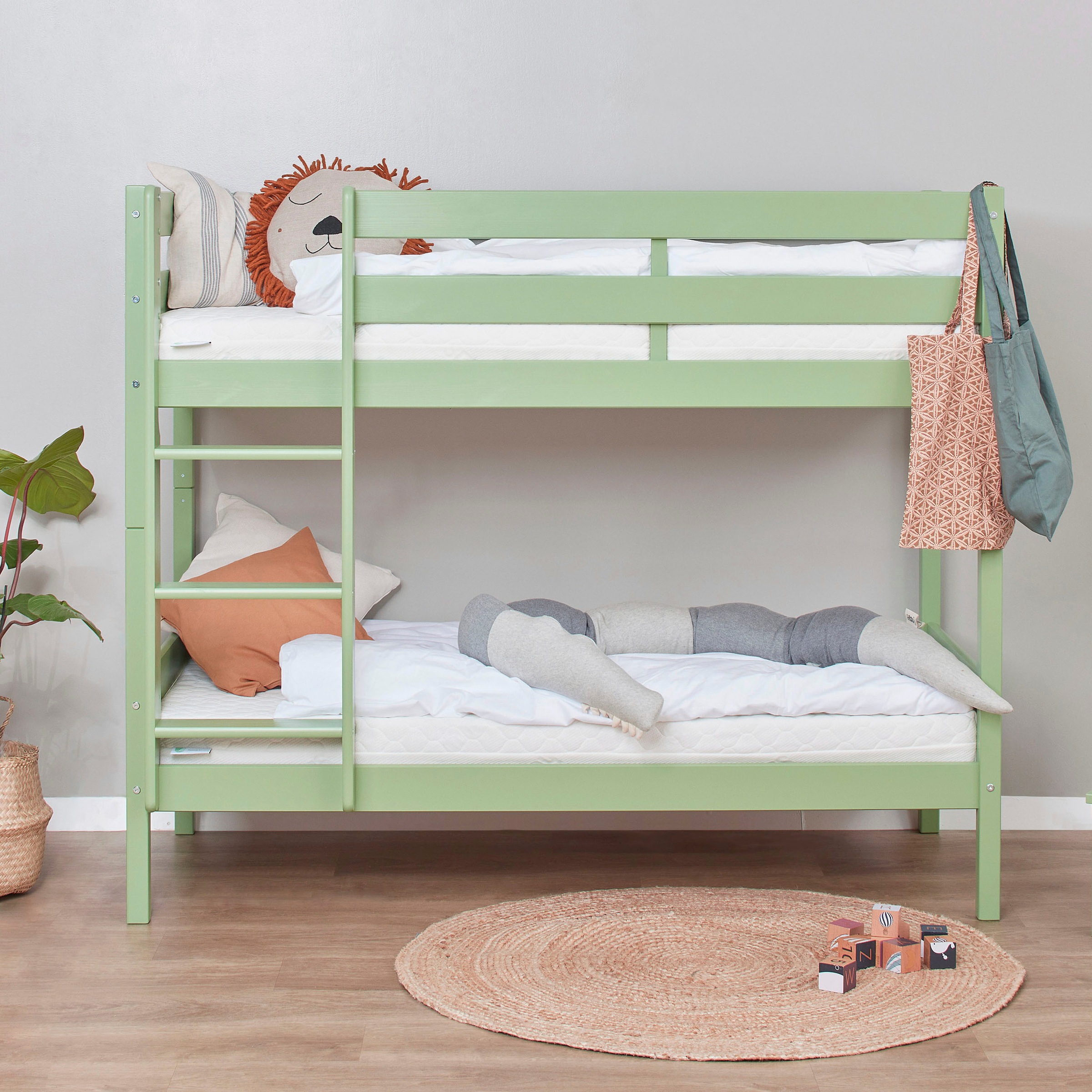 Hoppekids Etagenbett »ECO Comfort Kinderbett 90x200 oder 70x160 aus Massivholz in 4 Farben« TÜV, FSC und Nordisches Umweltzeichen – wahlweise mit Matratzen