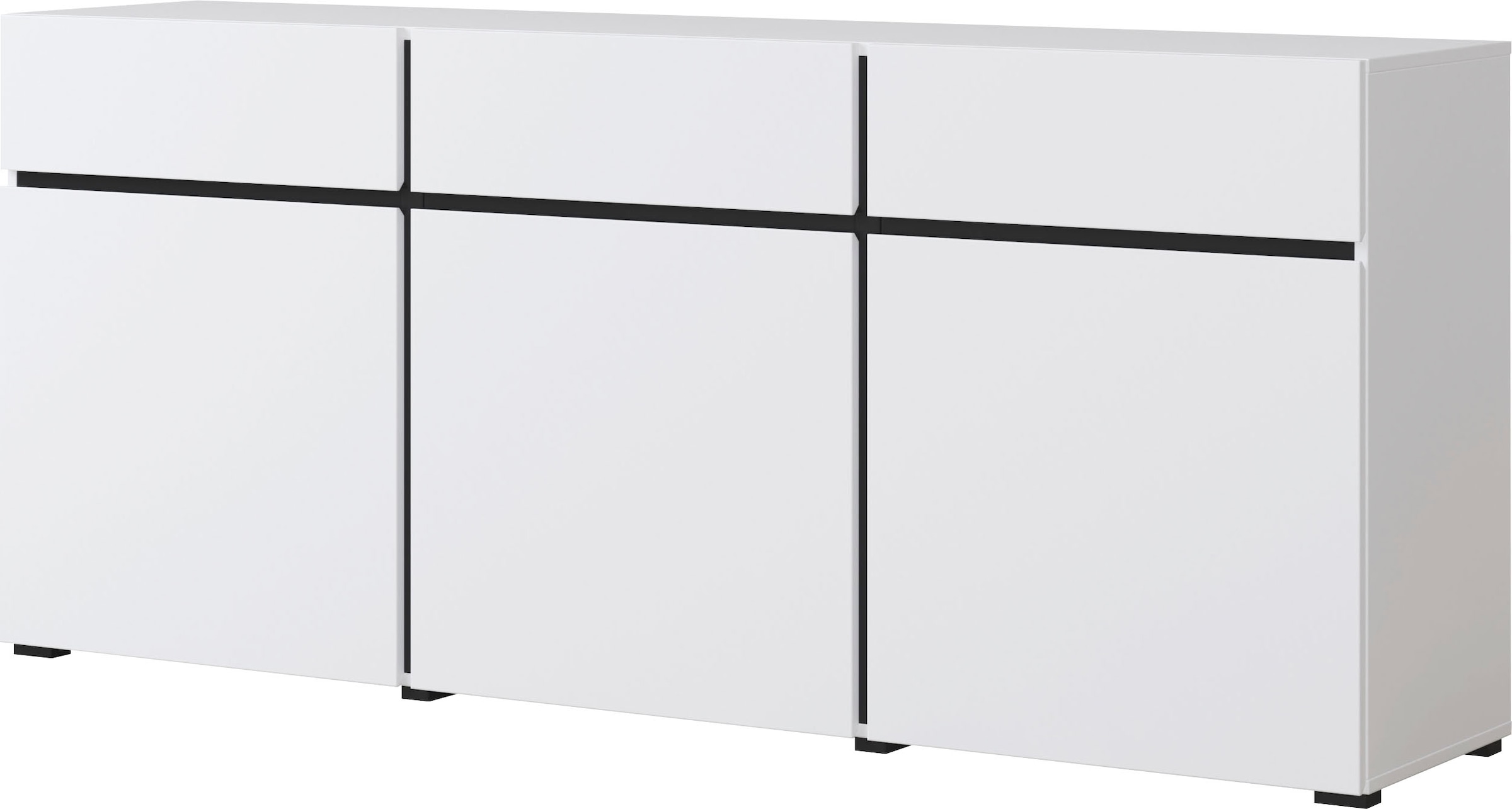 INOSIGN Sideboard »Cross,Breite 180 cm, moderne grifflose Kommode,3 Türen/3 Schubkästen«, Schubladenschrank mit viel Stauraum, Einlegeböden verstellbar