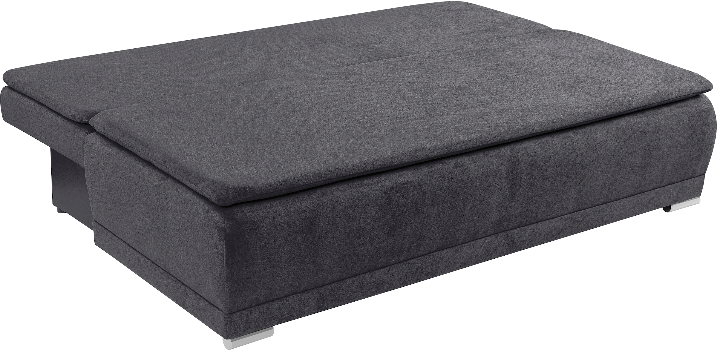 WERK2 Schlafsofa »Biggi, komfortabel & elegant, Schlaffunktion, Bettkasten, Breite 260cm«, inkl. losen Kissen, Struktur weich, dunkelgrau