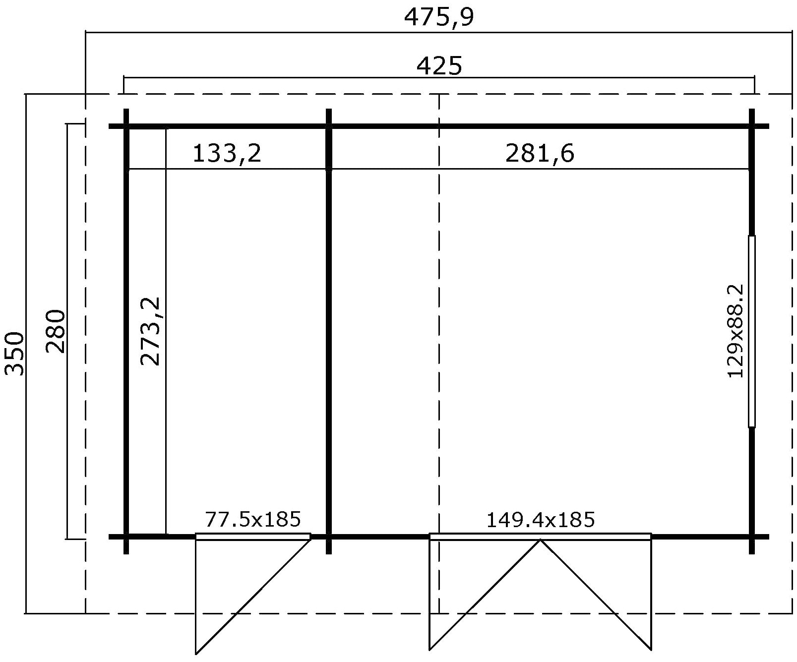 LASITA MAJA Gartenhaus »Keila 28«, (Set), Blochbohlenhaus 34mm 2-Raum, Fundamentmass 4250x2800, Schwedenrot