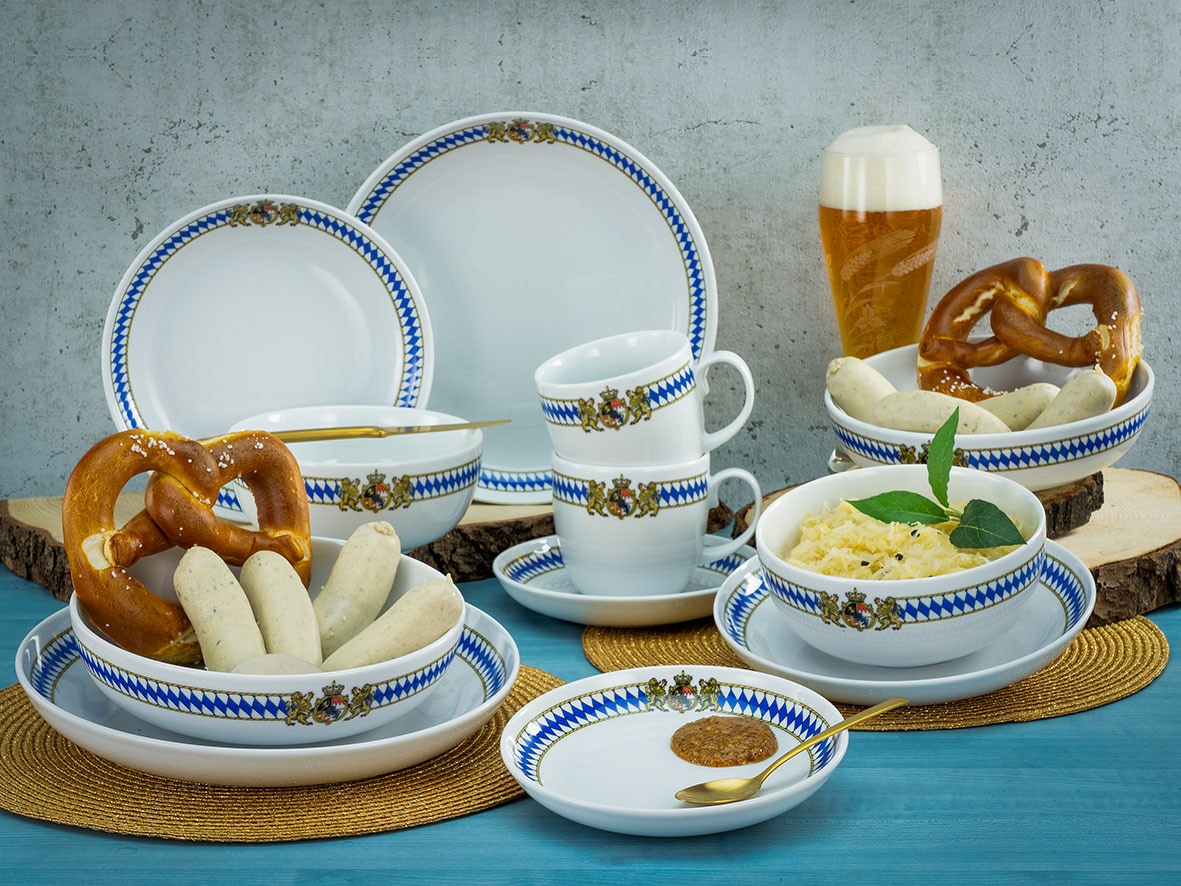 CreaTable Kombiservice »Geschirr-Set Love Bavaria«, (Set, 10 tlg., Kaffeeservice und Tafelservice im Set, für 2 Personen), Service für die bayrische Küche und Lifestyle, 10 Teile für 2 Personen