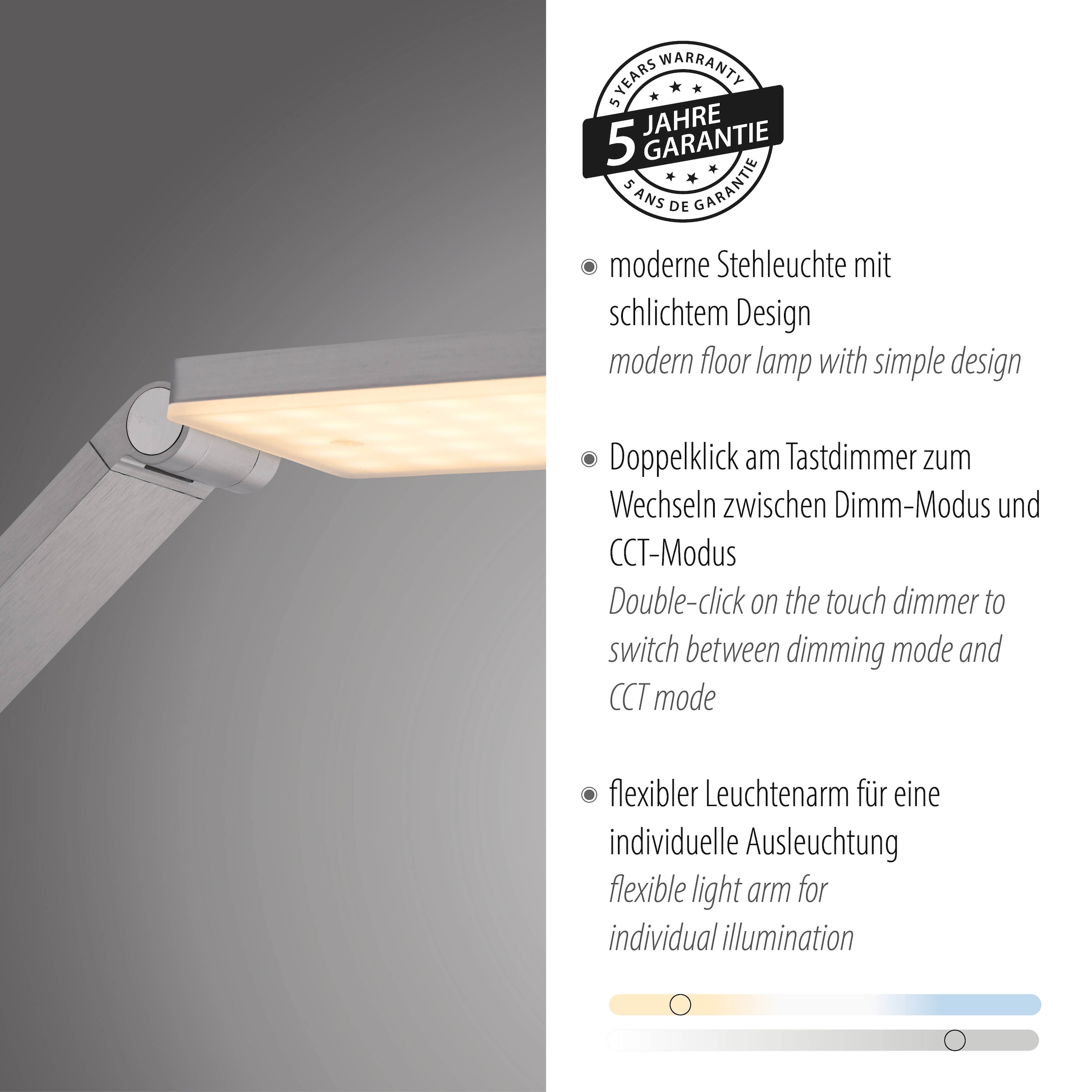 Paul Neuhaus LED Stehlampe »SAMSKY« LED-Board 1 Stk. warmweiß - kaltweiß Tastdimmer, CCT 2700-5000K, Memory, Höhenverstellbar
