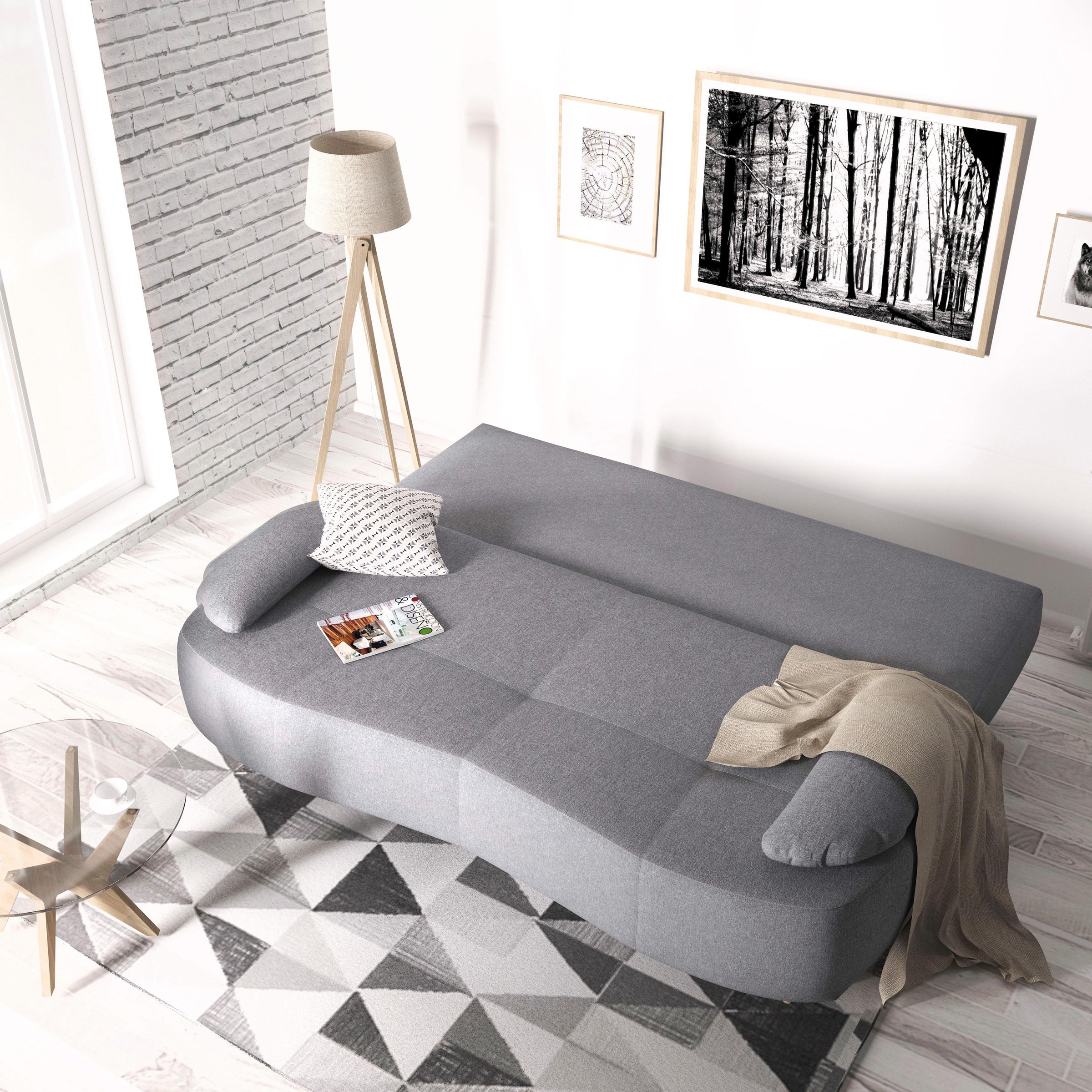 Home affaire Schlafsofa »Alina«, mit Bettfunktion und Bettkasten, Federkern, losen Kissen