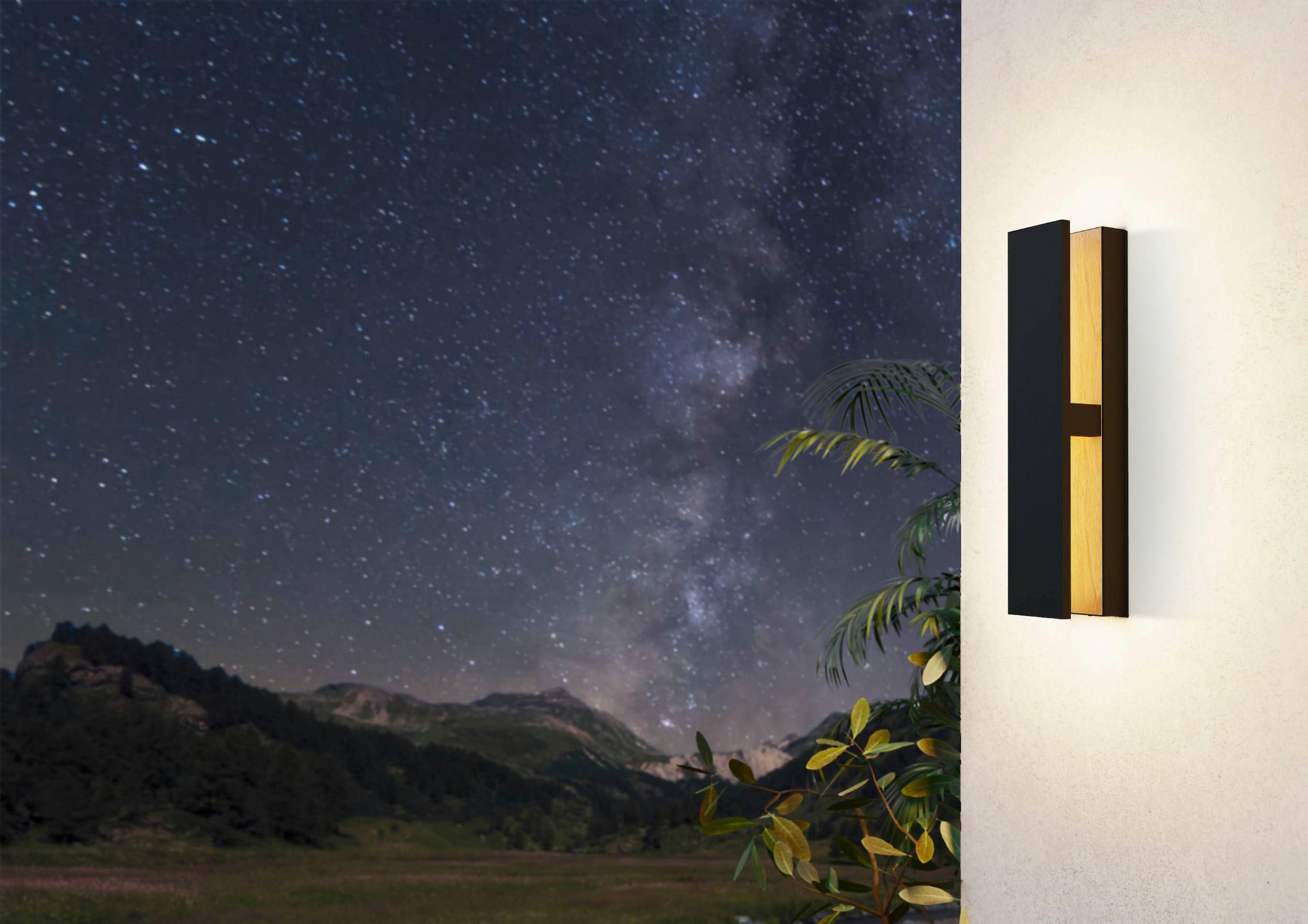 EGLO Wandleuchte »COSTORIO Wandlampe, Alu, IP44, Außenlampe, Garten, Terasse, Lampe« LED-Modul 1 Stk. Warmweiß Wand-/Deckenleuchte, L37 x B8 x H8 cm, schwarz, braun, 11,7W inkl.