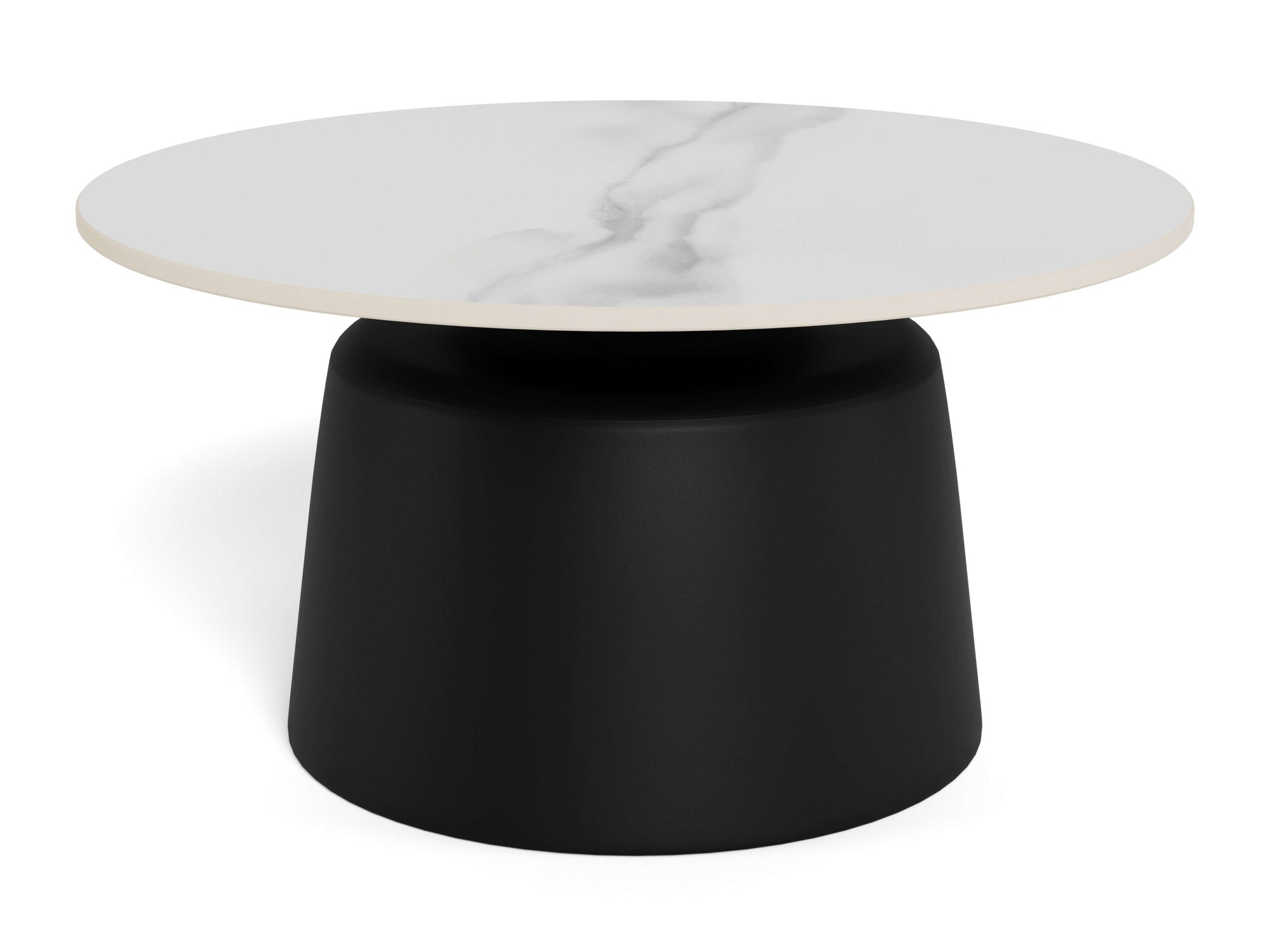 ACTONA GROUP Couchtisch »Santorini Kaffetisch - modern & stilvoll mit langlebiger Keramikplatte« Weiße Keramik, schwarzes Stahlgestell, langlebig. Ø: 70 cm