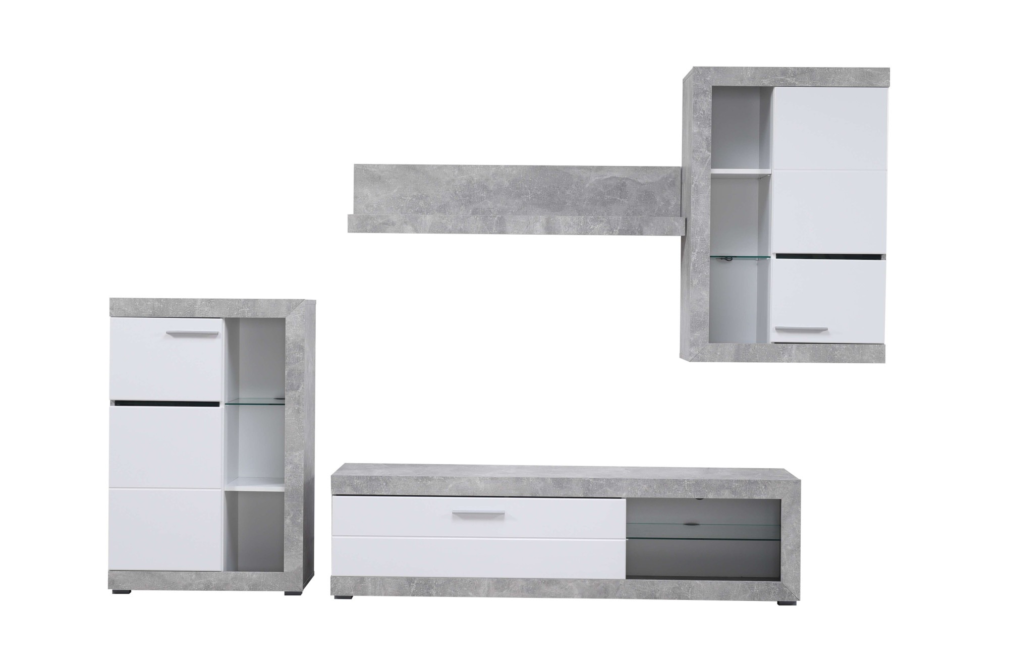 INOSIGN Wohnzimmer-Set »Rosso Wohnwand, Mediawand, Anbauwand, für TV bis 60', Breite 267 cm« Komplett-Set, 4-st, 4 Stk. tlg.