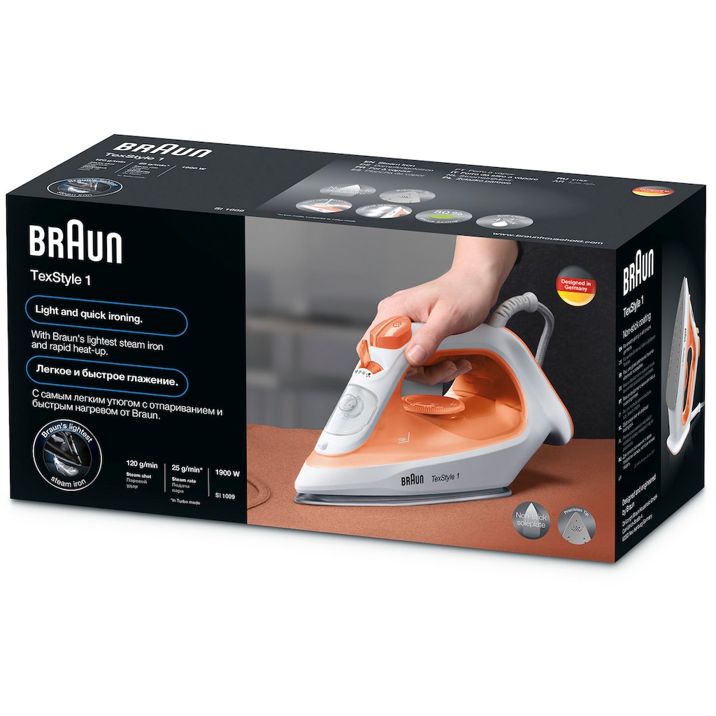 Braun Dampfbügeleisen »TexStyle 1 SI 1009 OR«, 1900 W