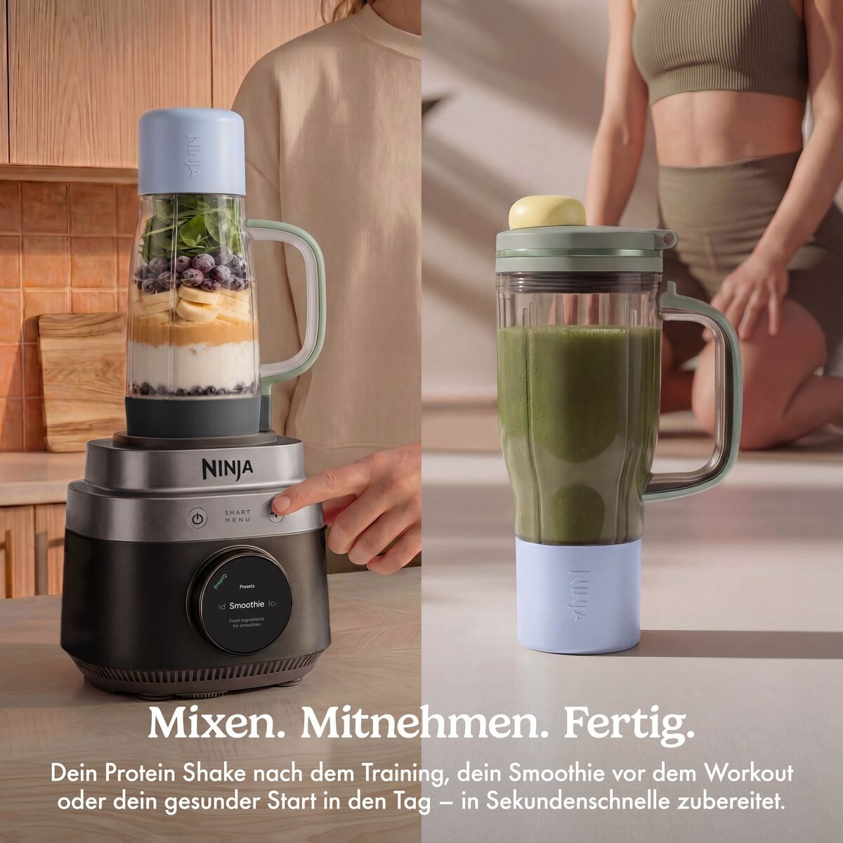 NINJA Standmixer »LB301EUBK Ninja CrushBOSS 2-in-1-Duo-Mixer mit BlendBOSS-Becher« 1200 W mit BlendBOSS-Becher