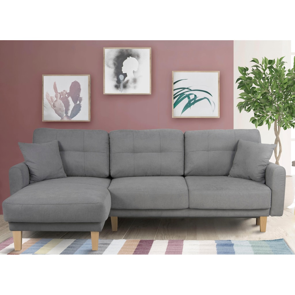 Home affaire Ecksofa »Triplo, Zierkissen, Schlaffunktion, B/T/H: 234/164/89 cm, L-Form«