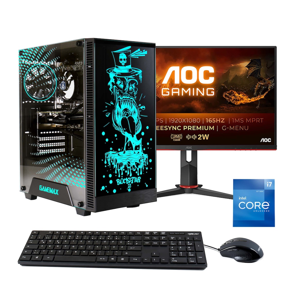 Hyrican Gaming-PC-Komplettsystem »Rockstar SET02297«, Windows 11, Intel Core i7 12700F, inklusive 27" Monitor AOC C27G2AE/BK