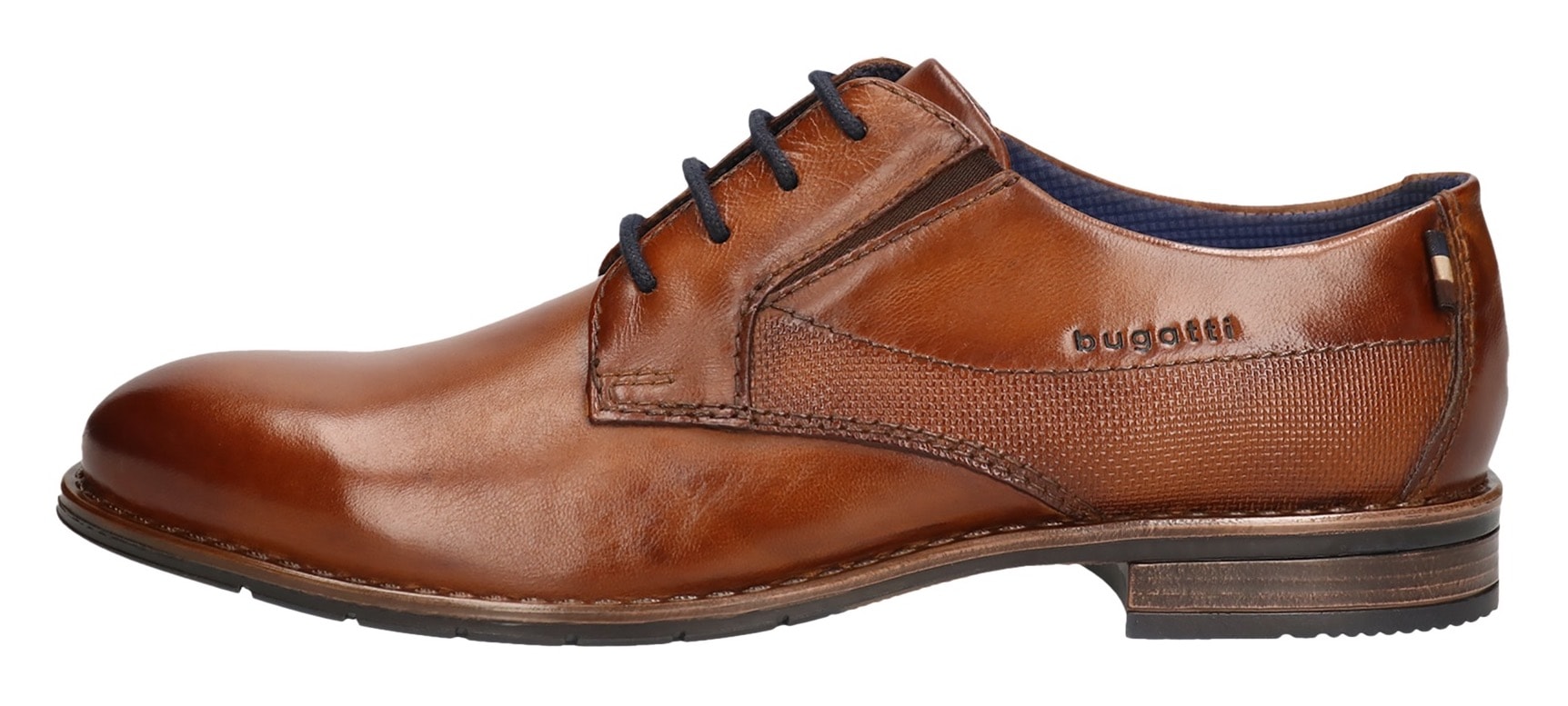 bugatti Schnürschuh, Abendschuh, Businessschuh mit kleinem Stretcheinsätzen, Weite G